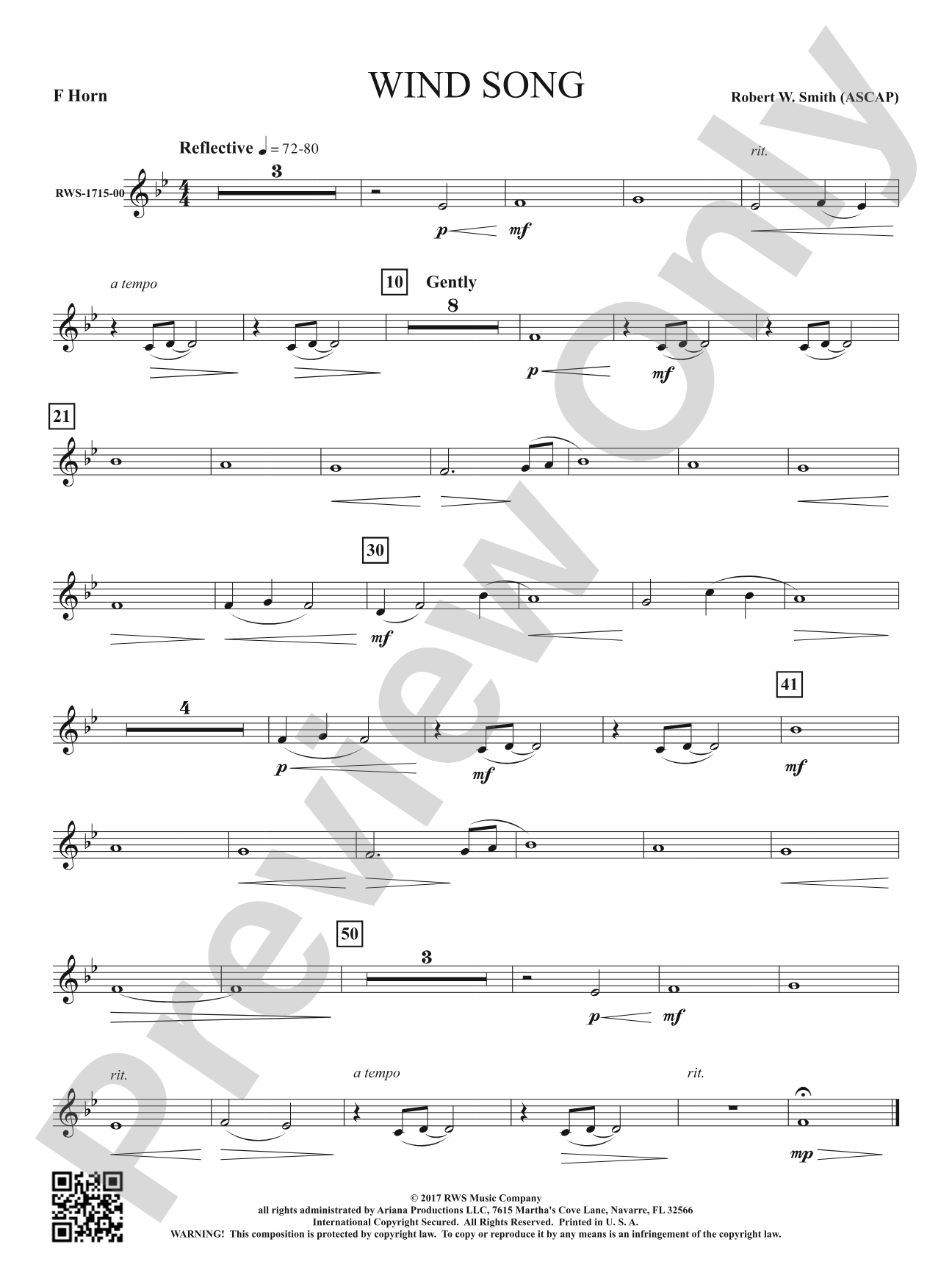 Wind Song: 1st F Horn