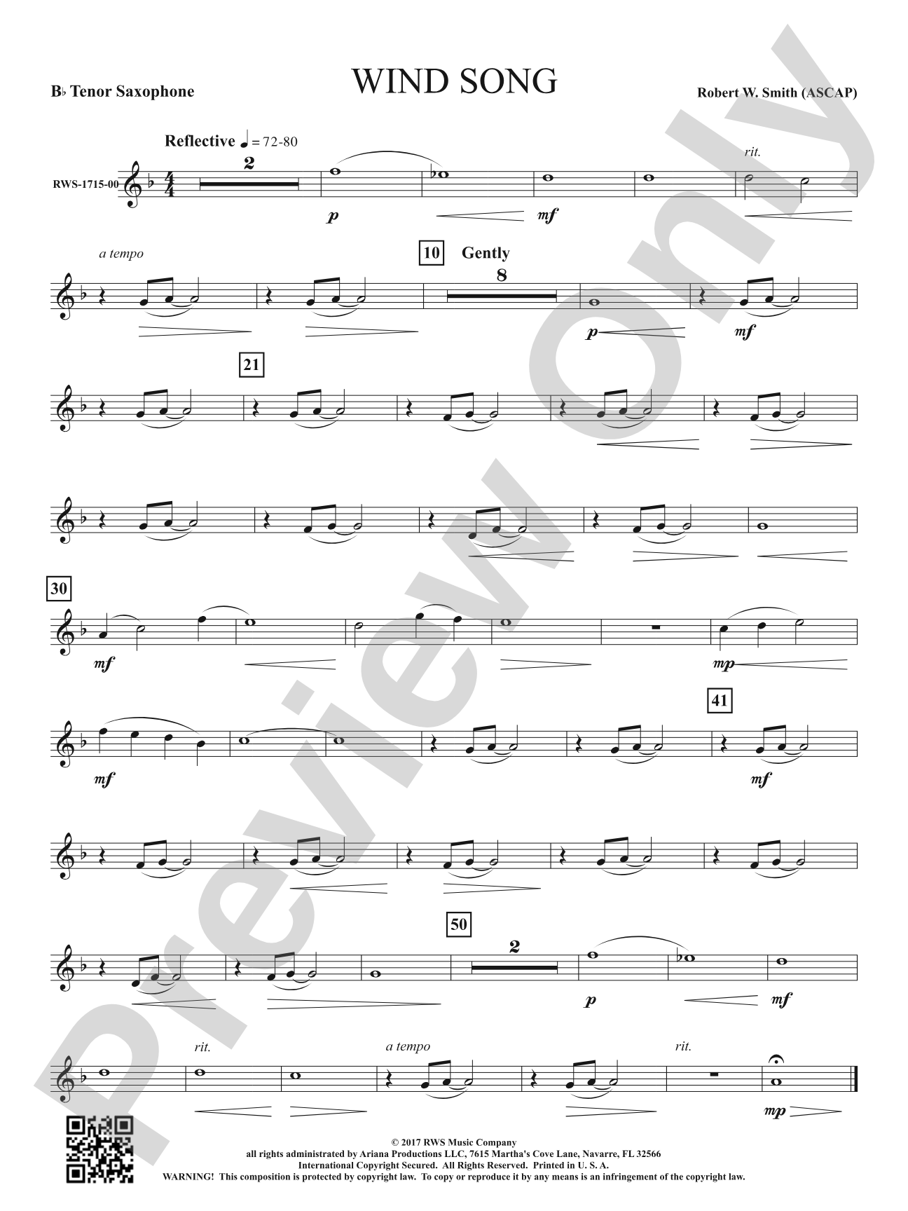 Wind Song: B-flat Tenor Saxophone