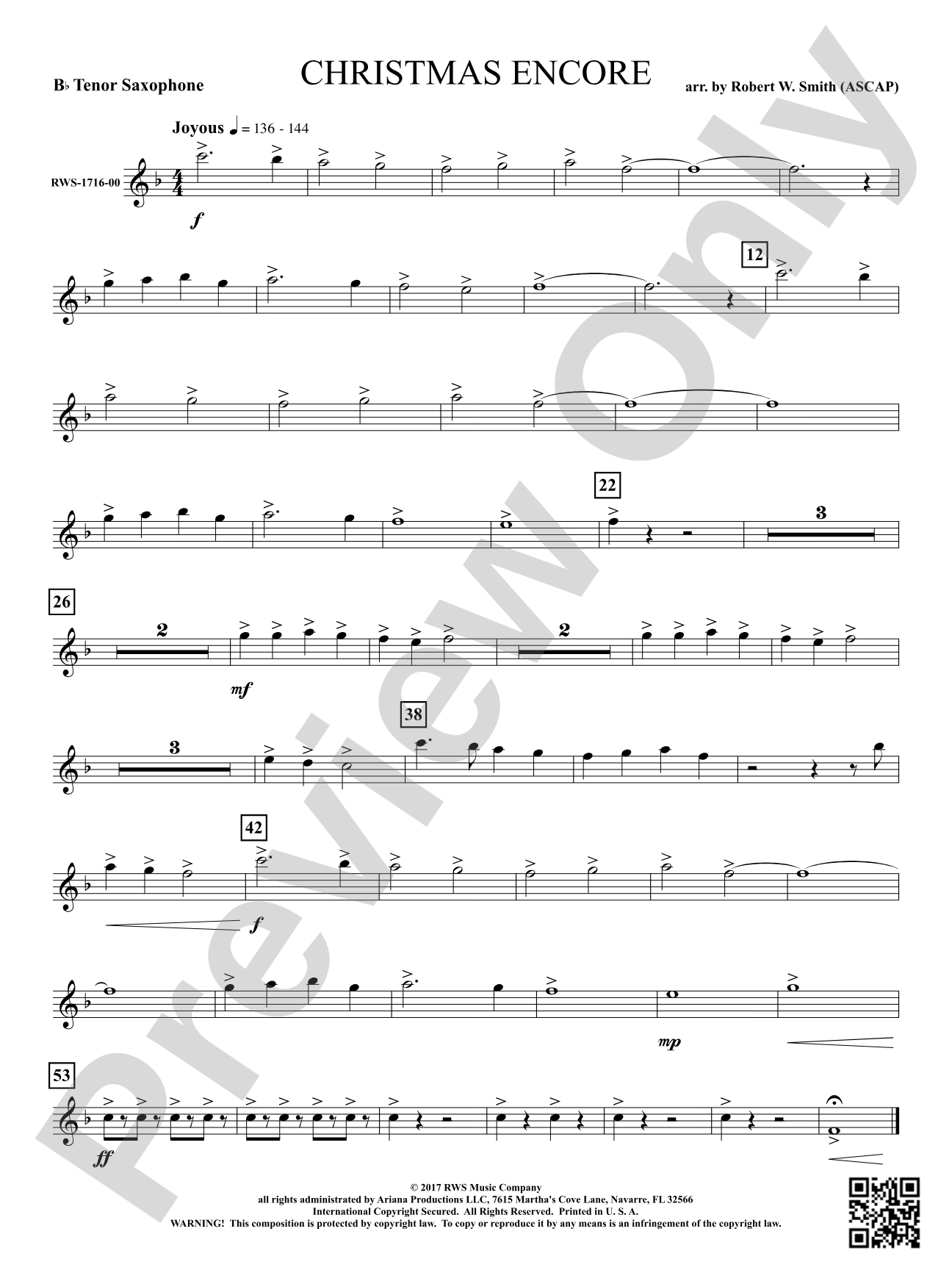 Christmas Encore: B-flat Tenor Saxophone
