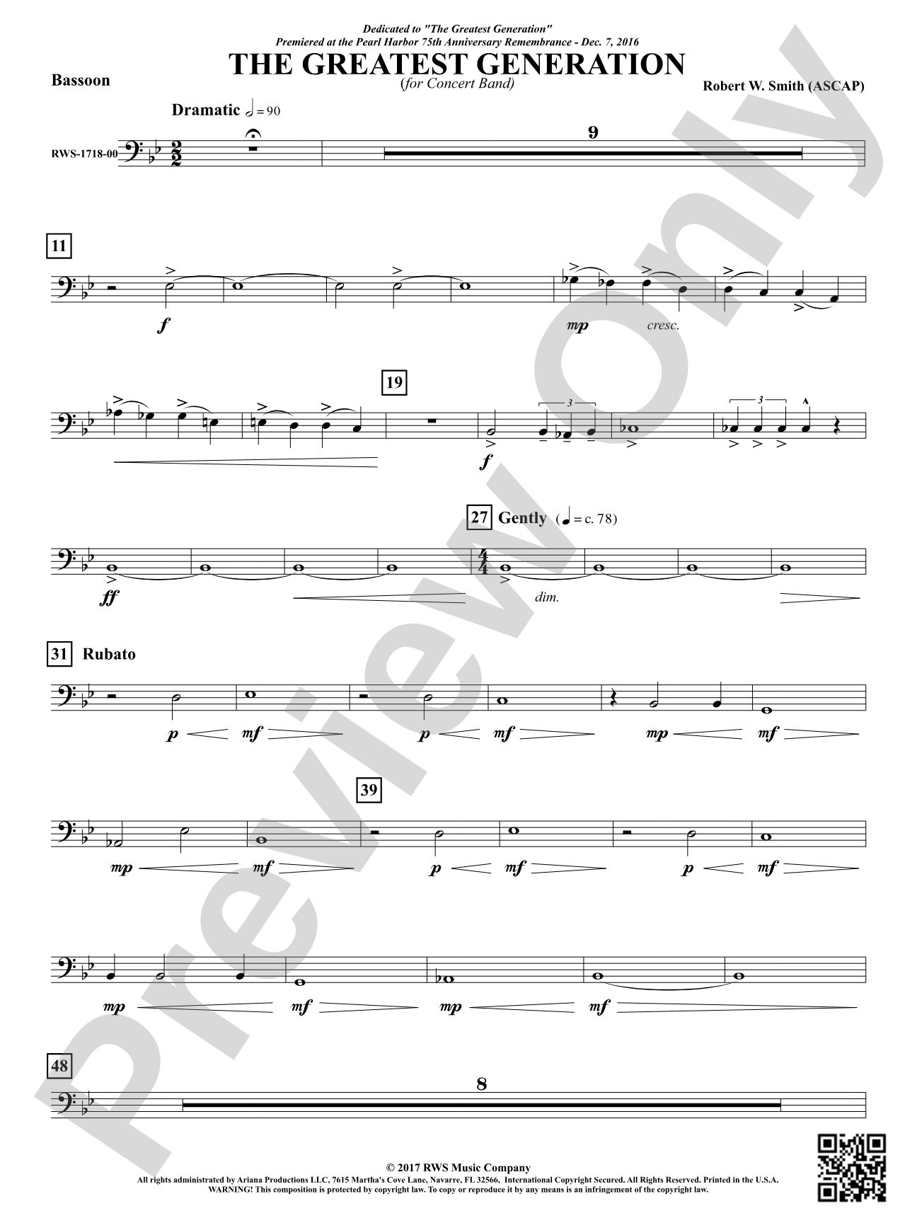 The Greatest Generation - For Concert Band: Bassoon