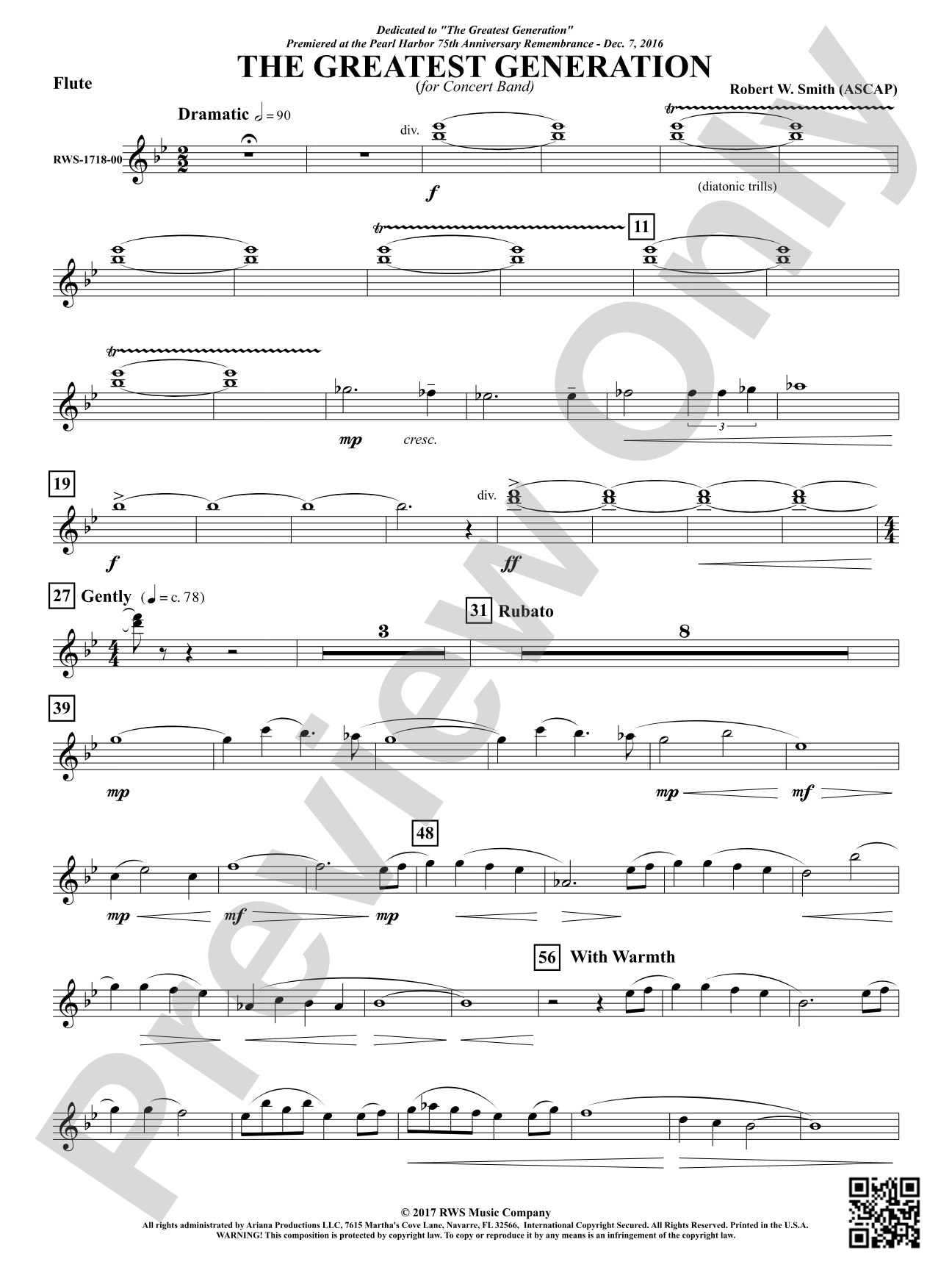 The Greatest Generation - For Concert Band: 1st Flute