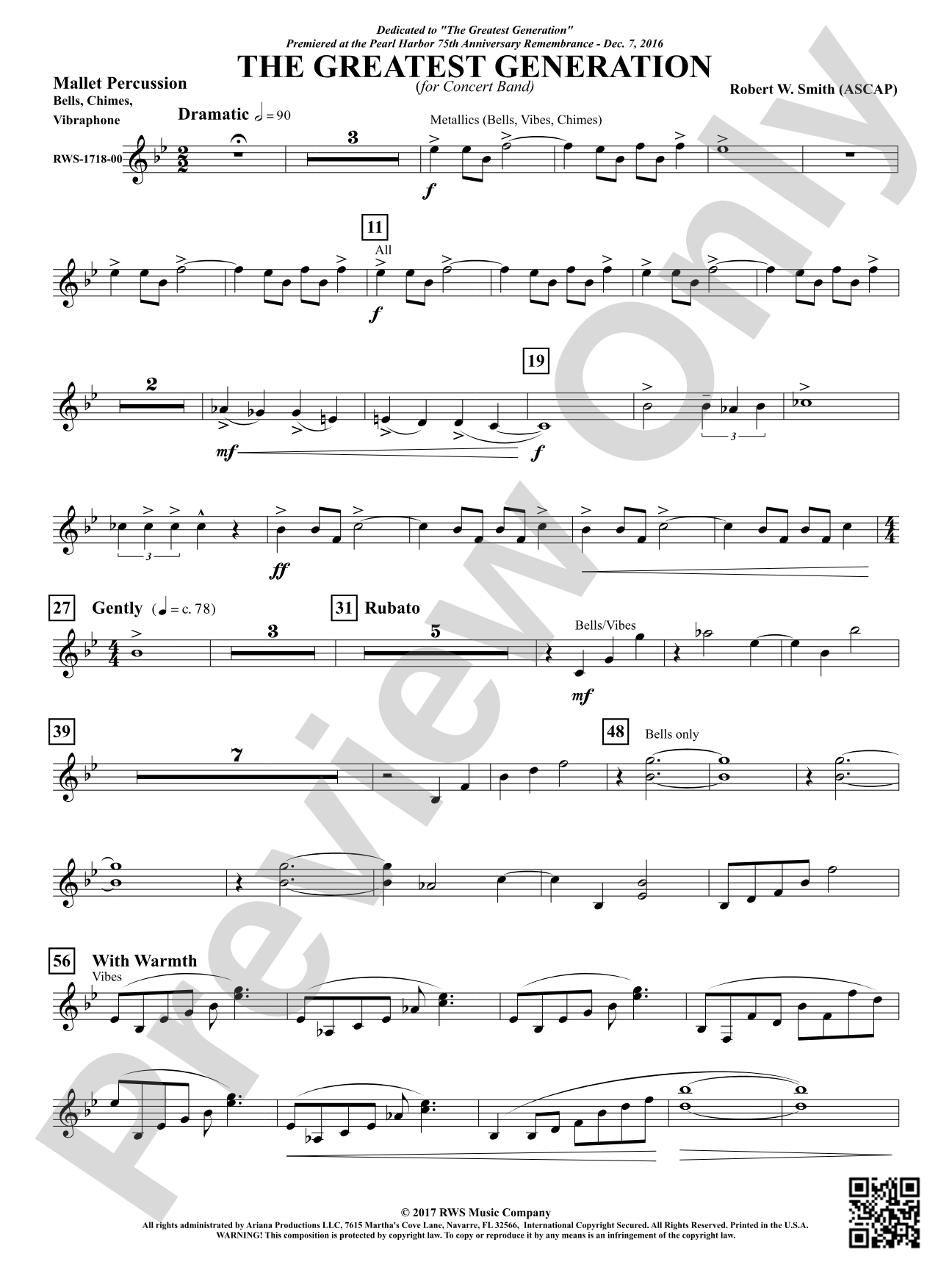 The Greatest Generation - For Concert Band: 1st Mallet Percussion