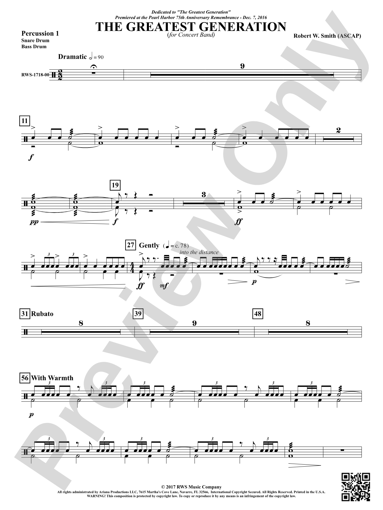 The Greatest Generation - For Concert Band: 1st Percussion