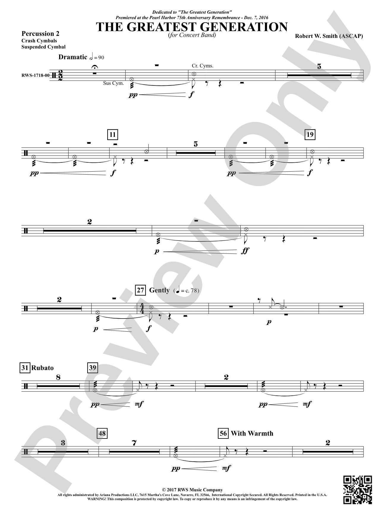 The Greatest Generation - For Concert Band: 2nd Percussion