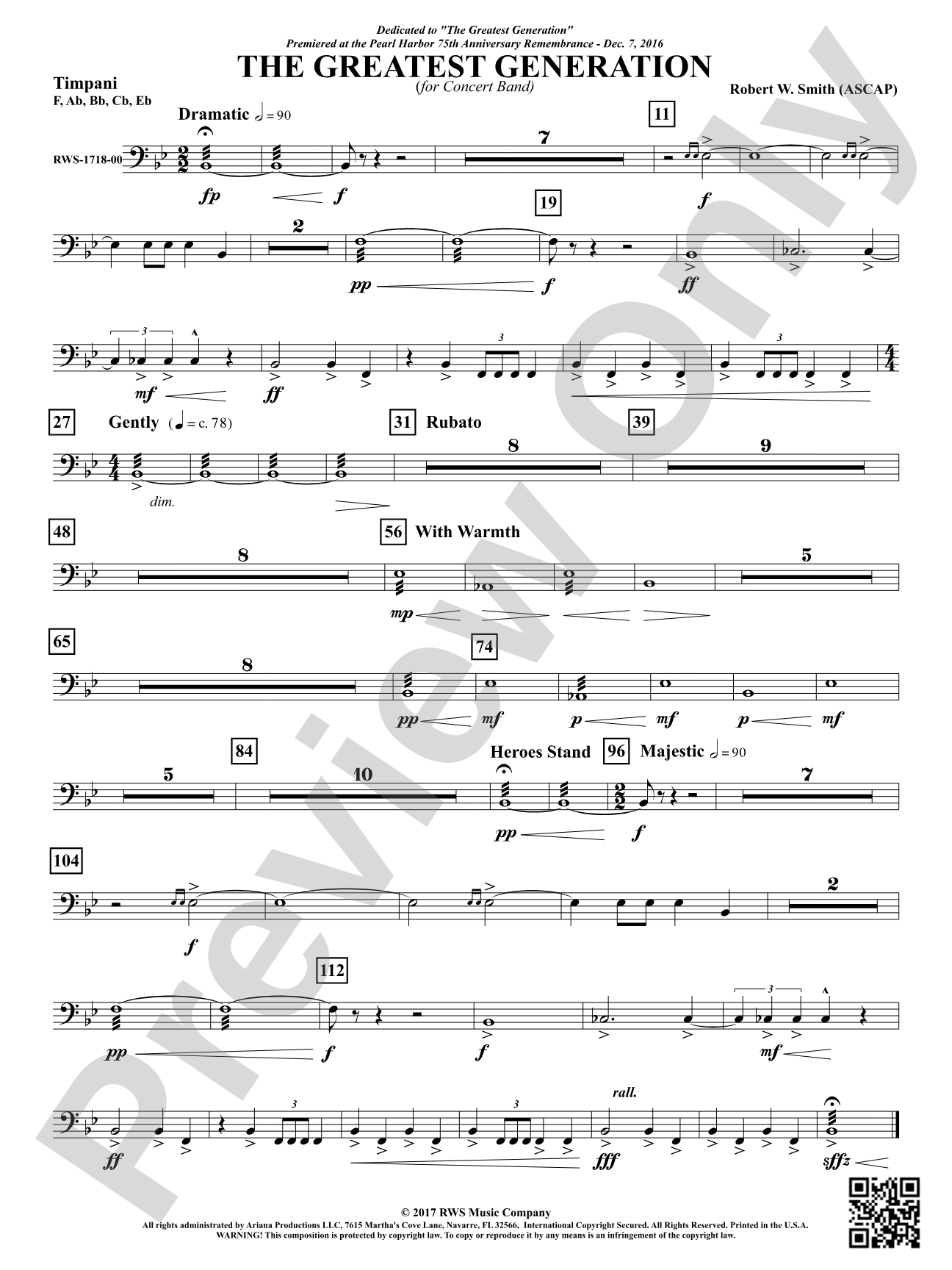 The Greatest Generation - For Concert Band: Timpani
