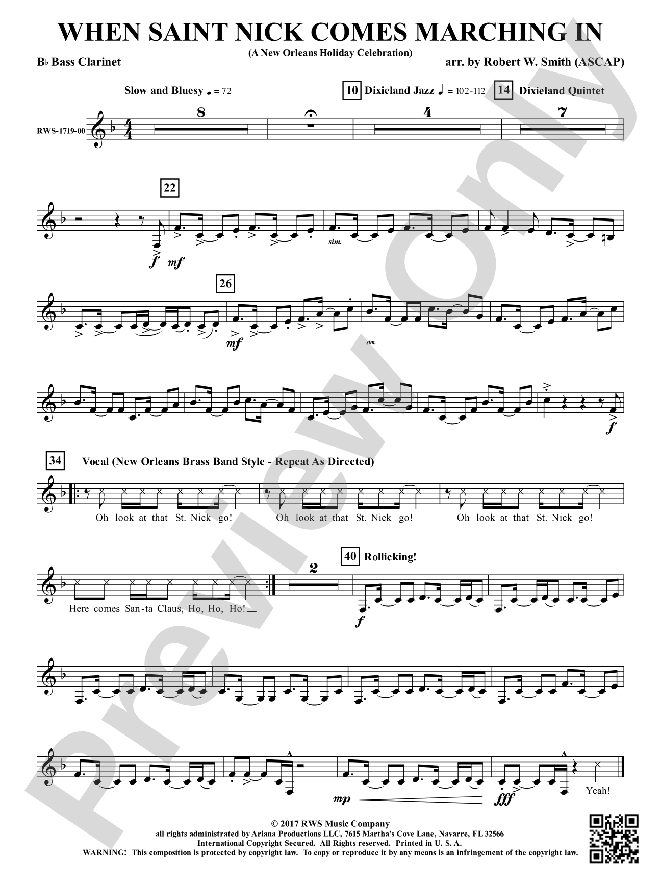 When Saint Nick Comes Marching In - A New Orleans Holiday Celebration: Bass Clarinet