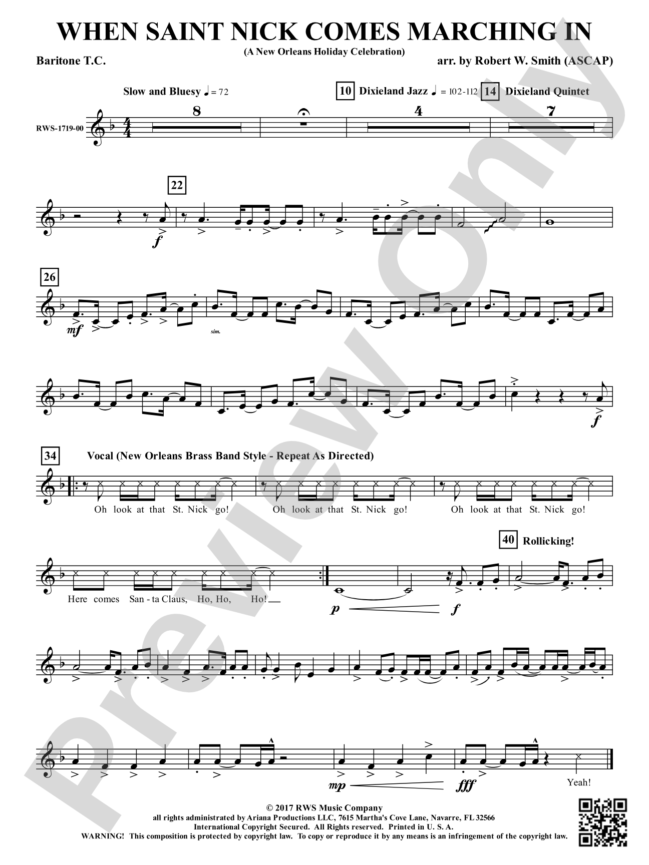 When Saint Nick Comes Marching In - A New Orleans Holiday Celebration: Baritone T.C.