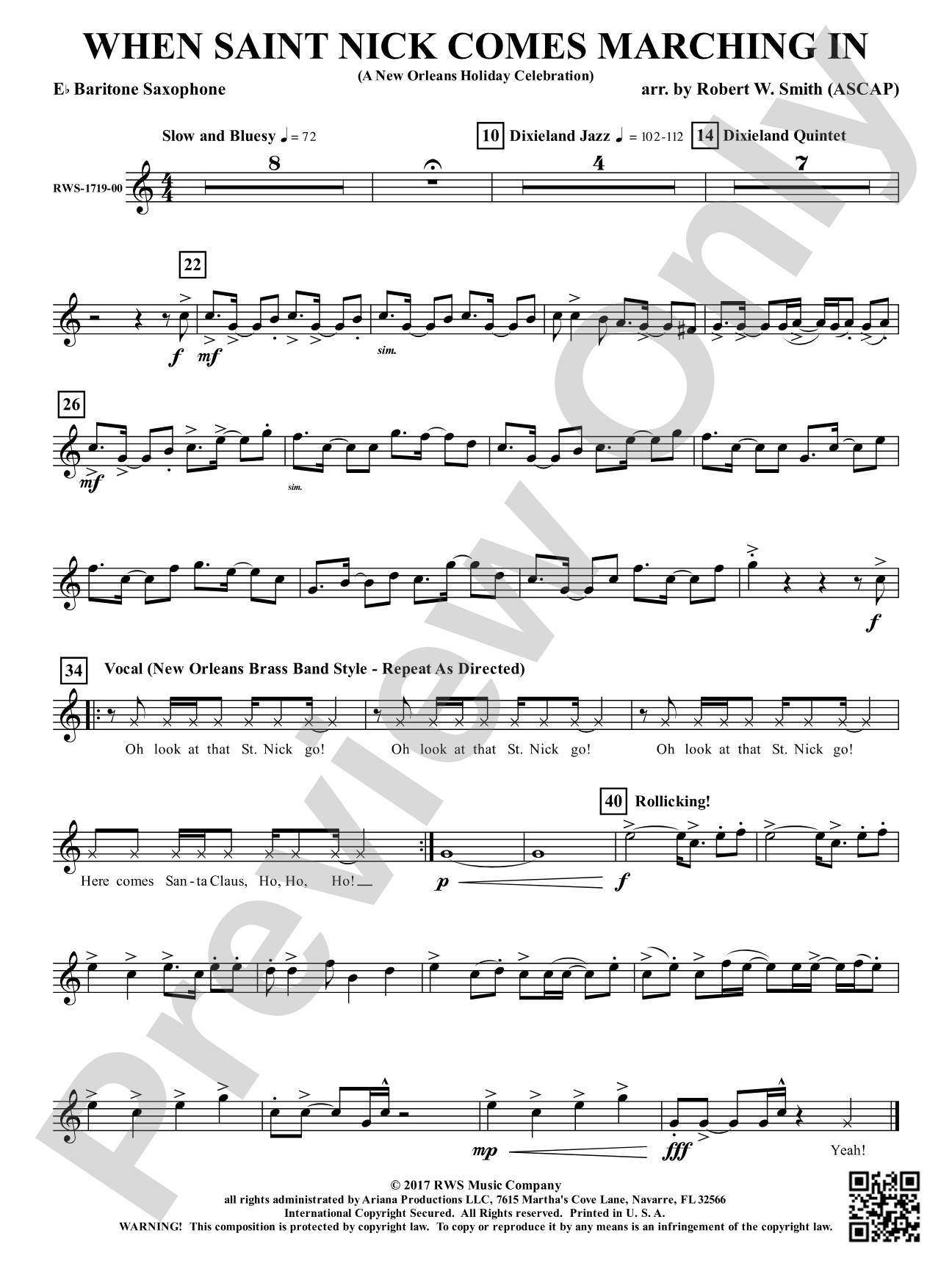 When Saint Nick Comes Marching In - A New Orleans Holiday Celebration: E-flat Baritone Saxophone