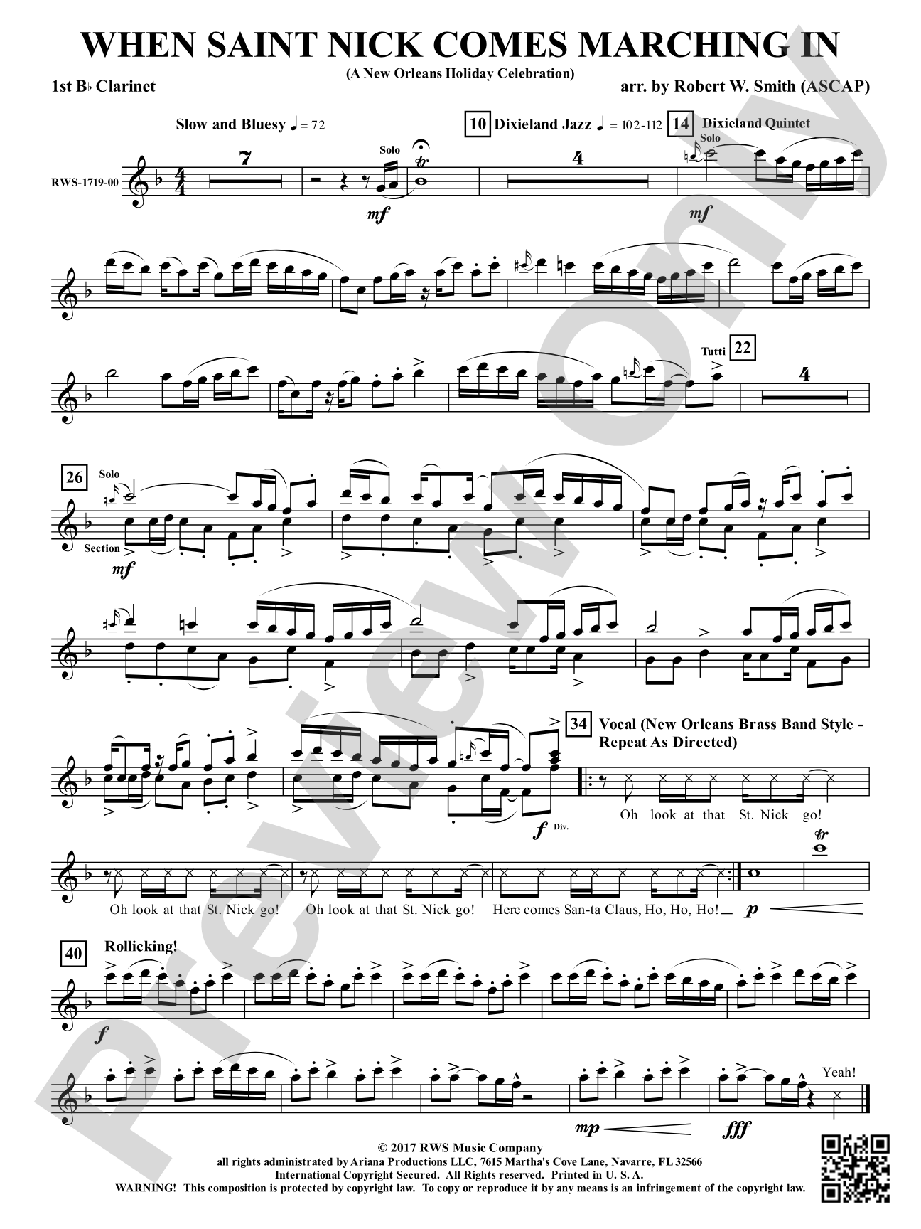 When Saint Nick Comes Marching In - A New Orleans Holiday Celebration: 1st B-flat Clarinet
