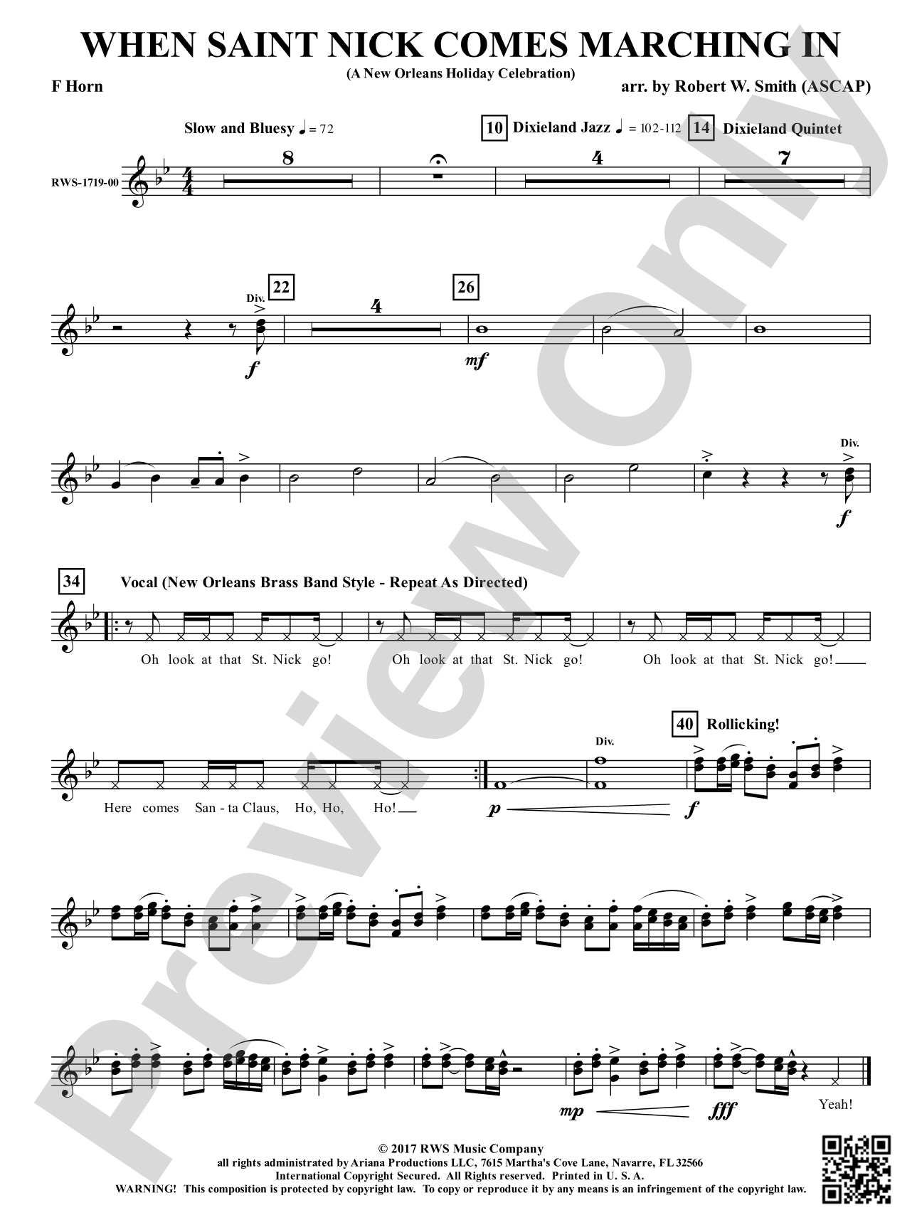 When Saint Nick Comes Marching In - A New Orleans Holiday Celebration: 1st F Horn