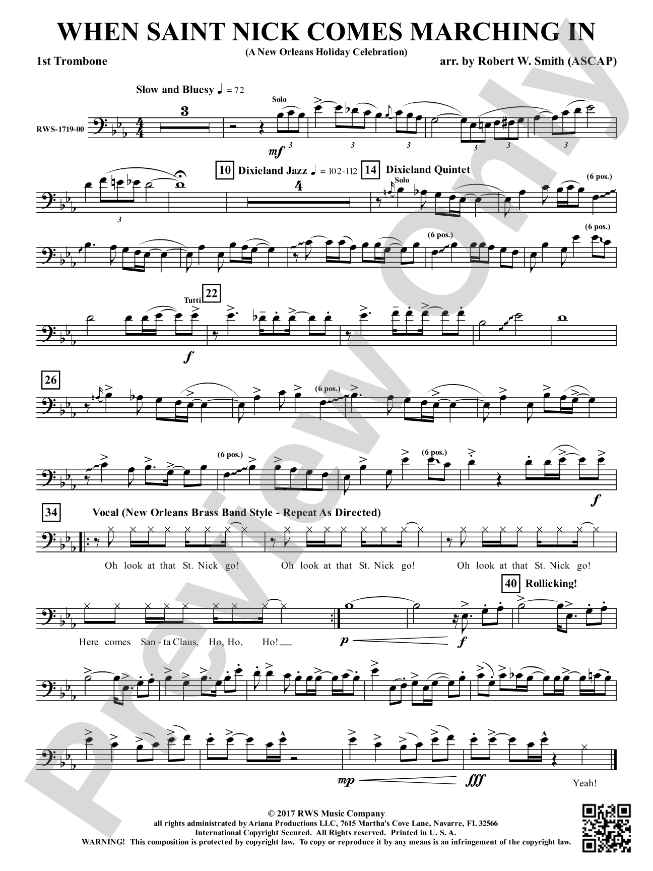 When Saint Nick Comes Marching In - A New Orleans Holiday Celebration: 1st Trombone