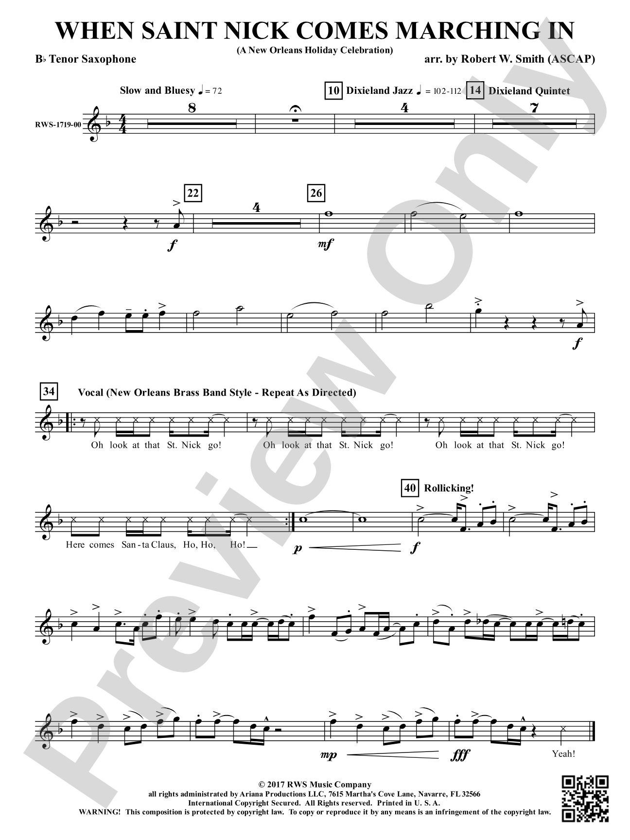 When Saint Nick Comes Marching In - A New Orleans Holiday Celebration: B-flat Tenor Saxophone