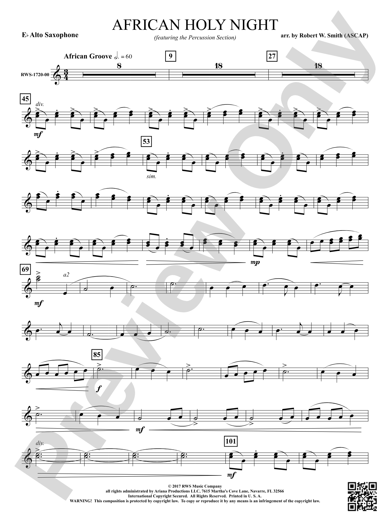 African Holy Night: 1st E-flat Alto Saxophone