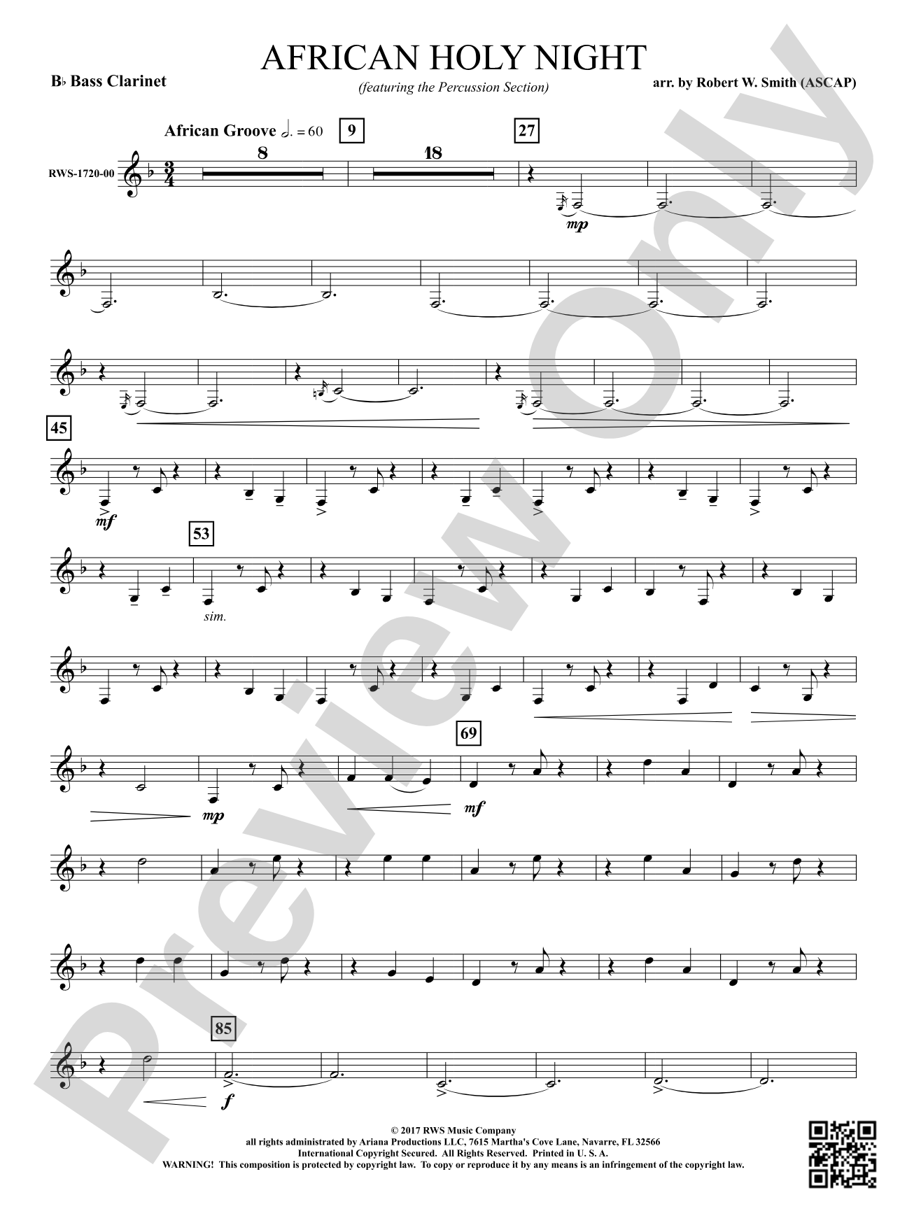 African Holy Night: B-flat Bass Clarinet