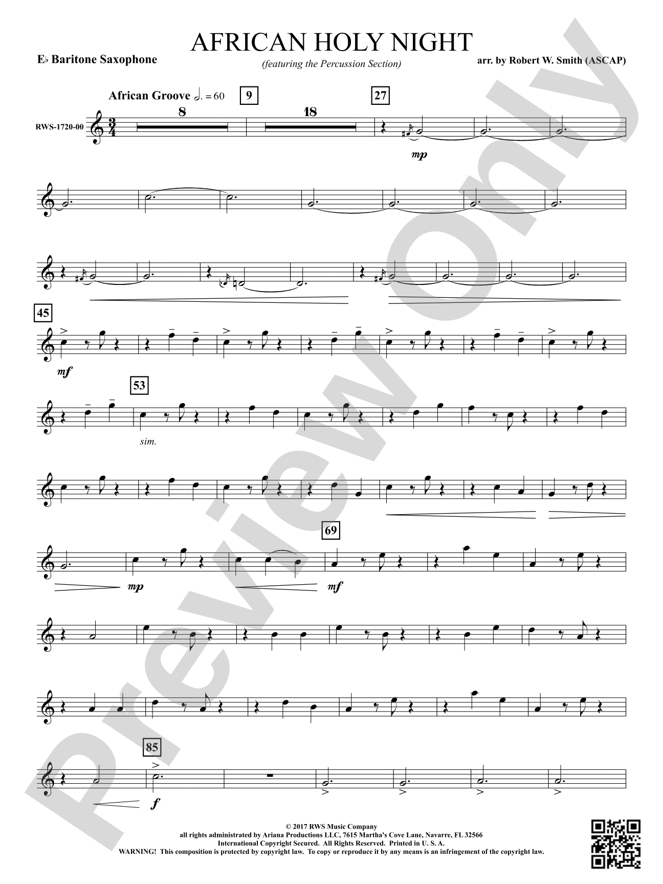 African Holy Night: E-flat Baritone Saxophone