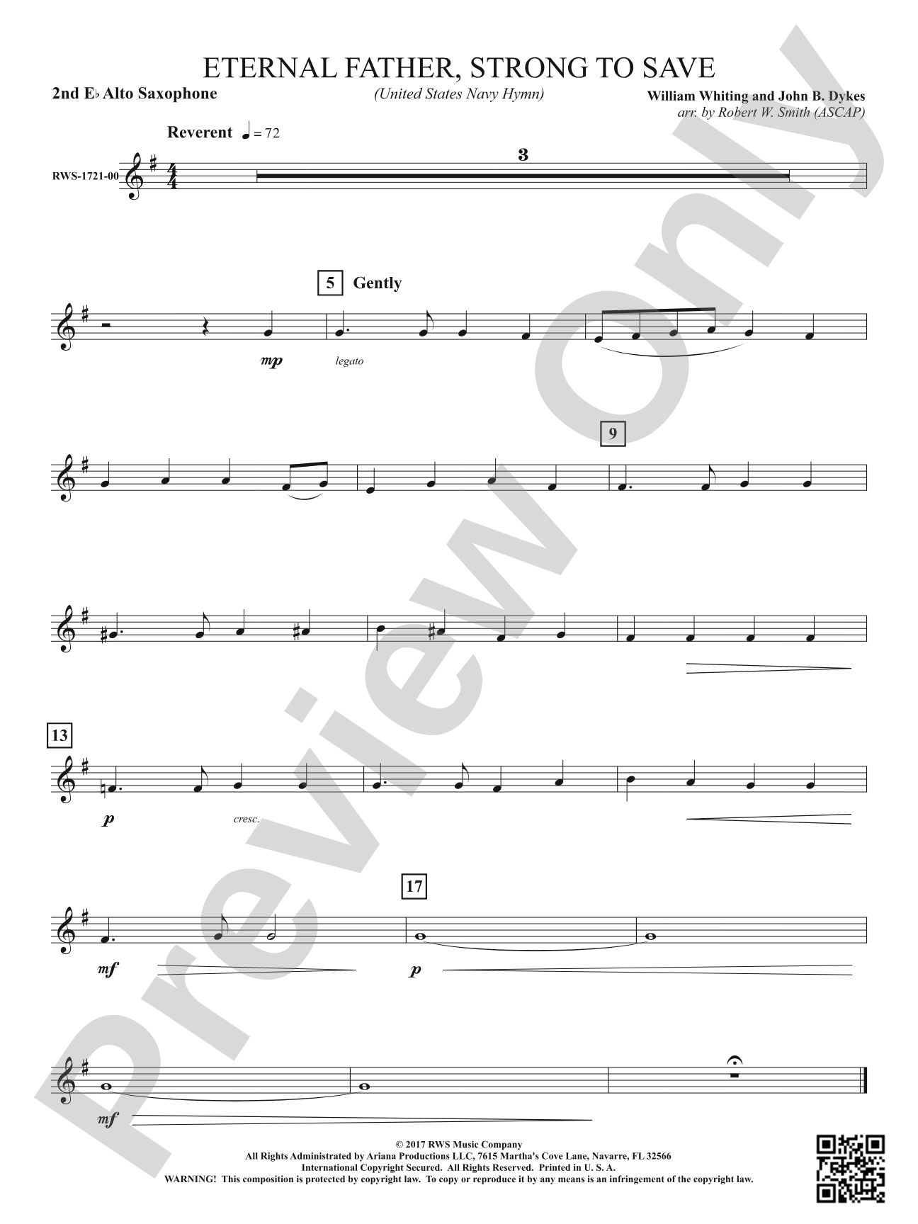 Eternal Father, Strong to Save - United States Navy Hymn: 2nd E-flat Alto Saxophone