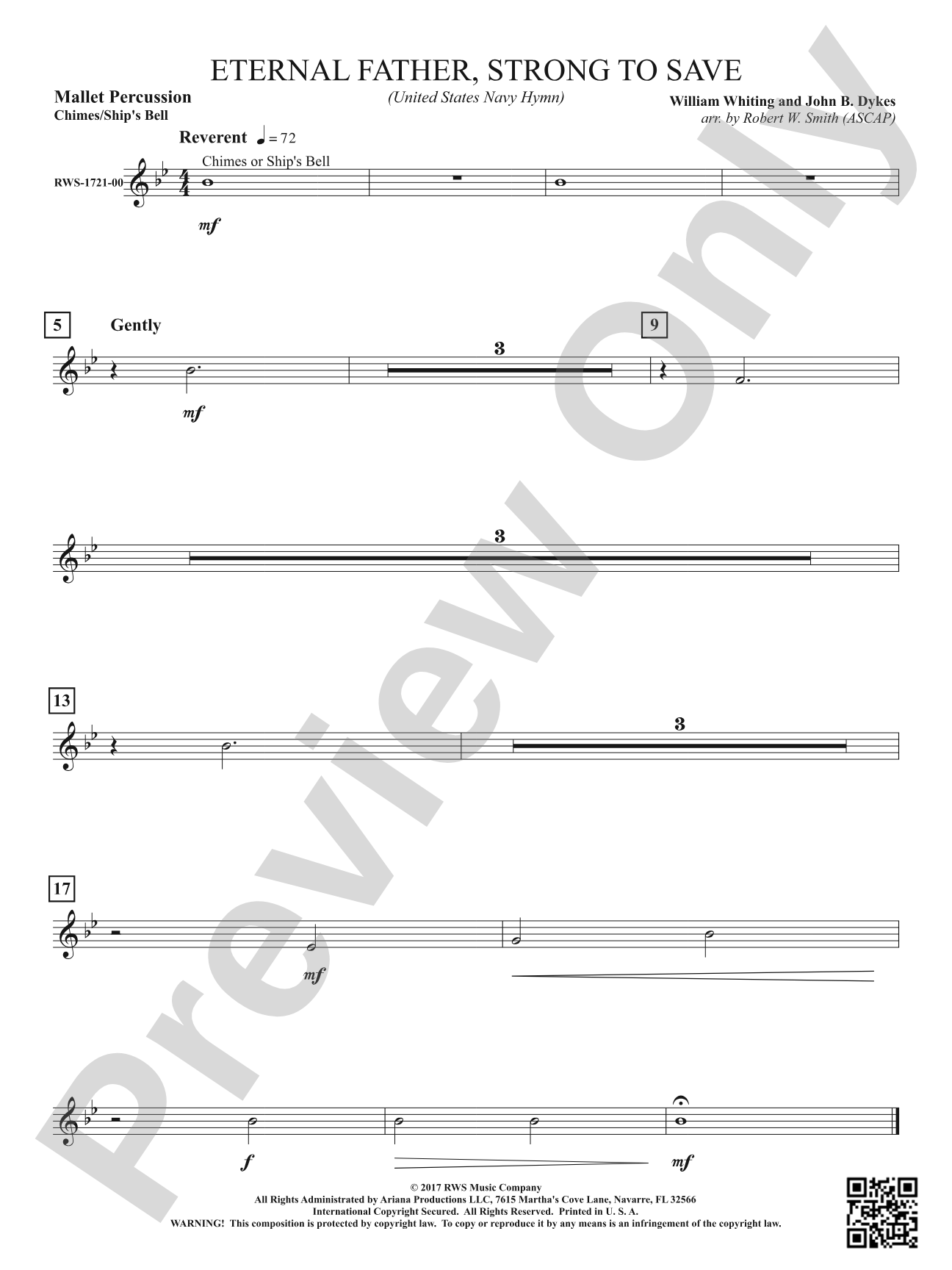 Eternal Father, Strong to Save - United States Navy Hymn: 1st Mallet Percussion