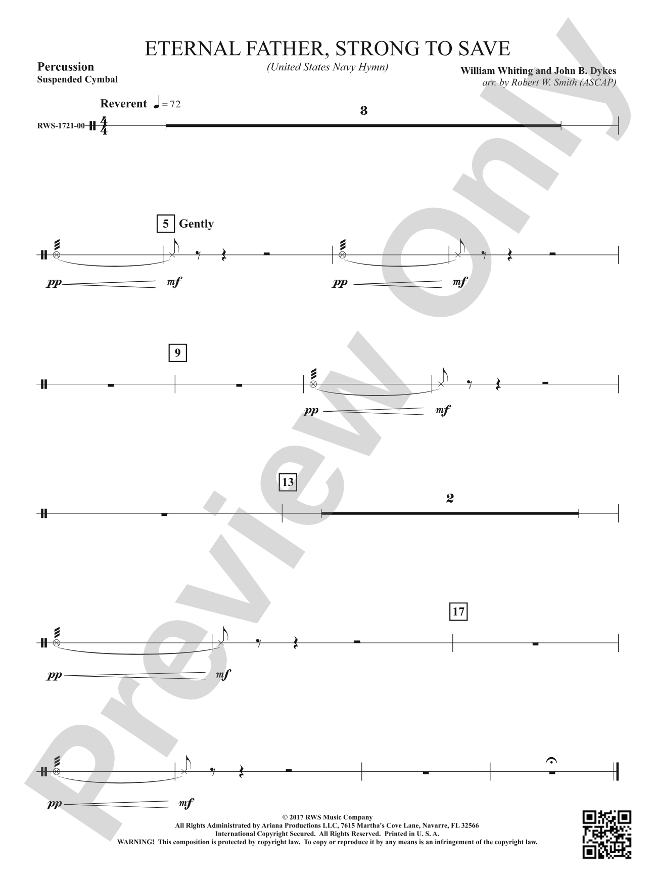 Eternal Father, Strong to Save - United States Navy Hymn: 1st Percussion