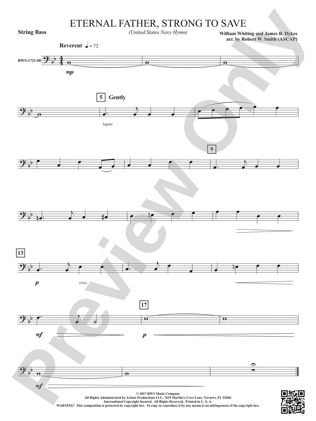 Eternal Father, Strong to Save - United States Navy Hymn: String Bass