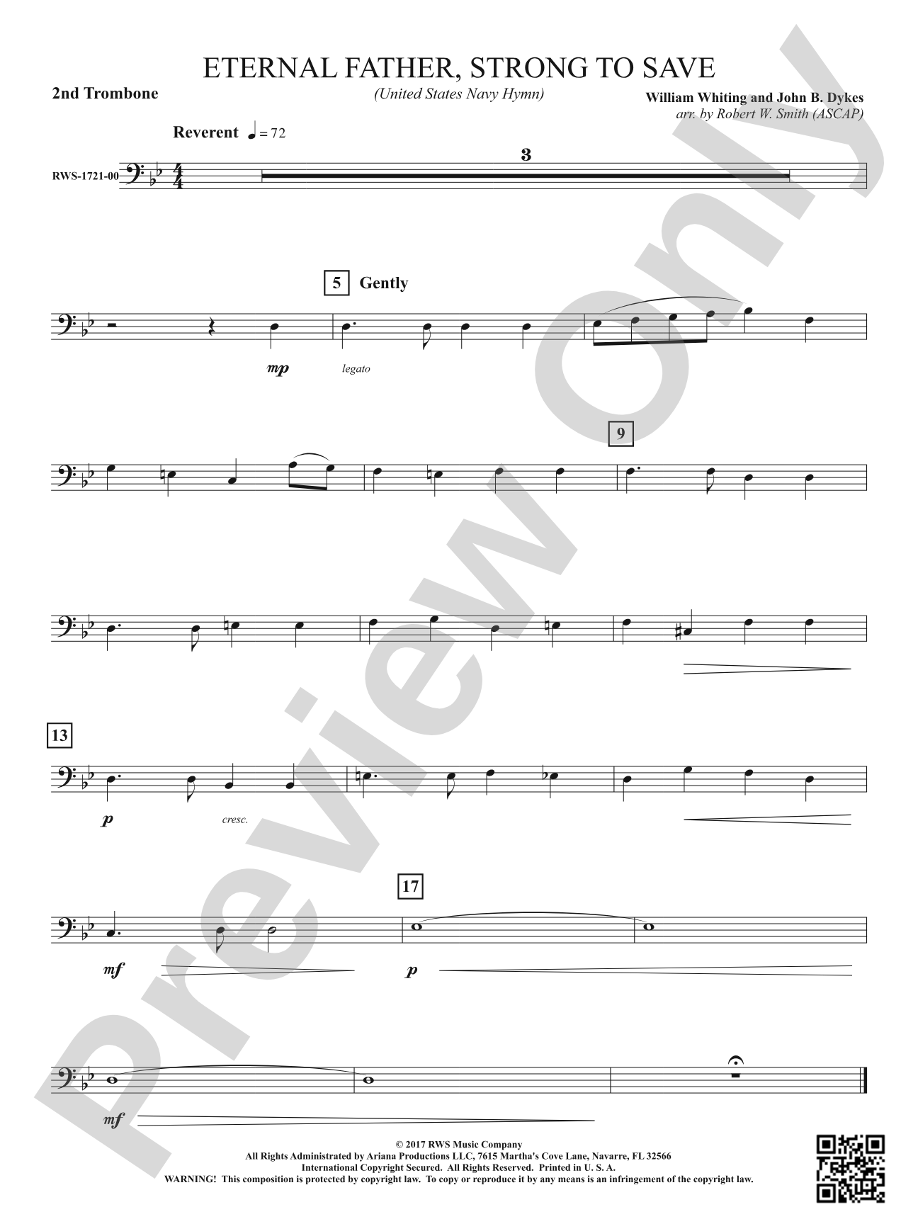 Eternal Father, Strong to Save - United States Navy Hymn: 2nd Trombone