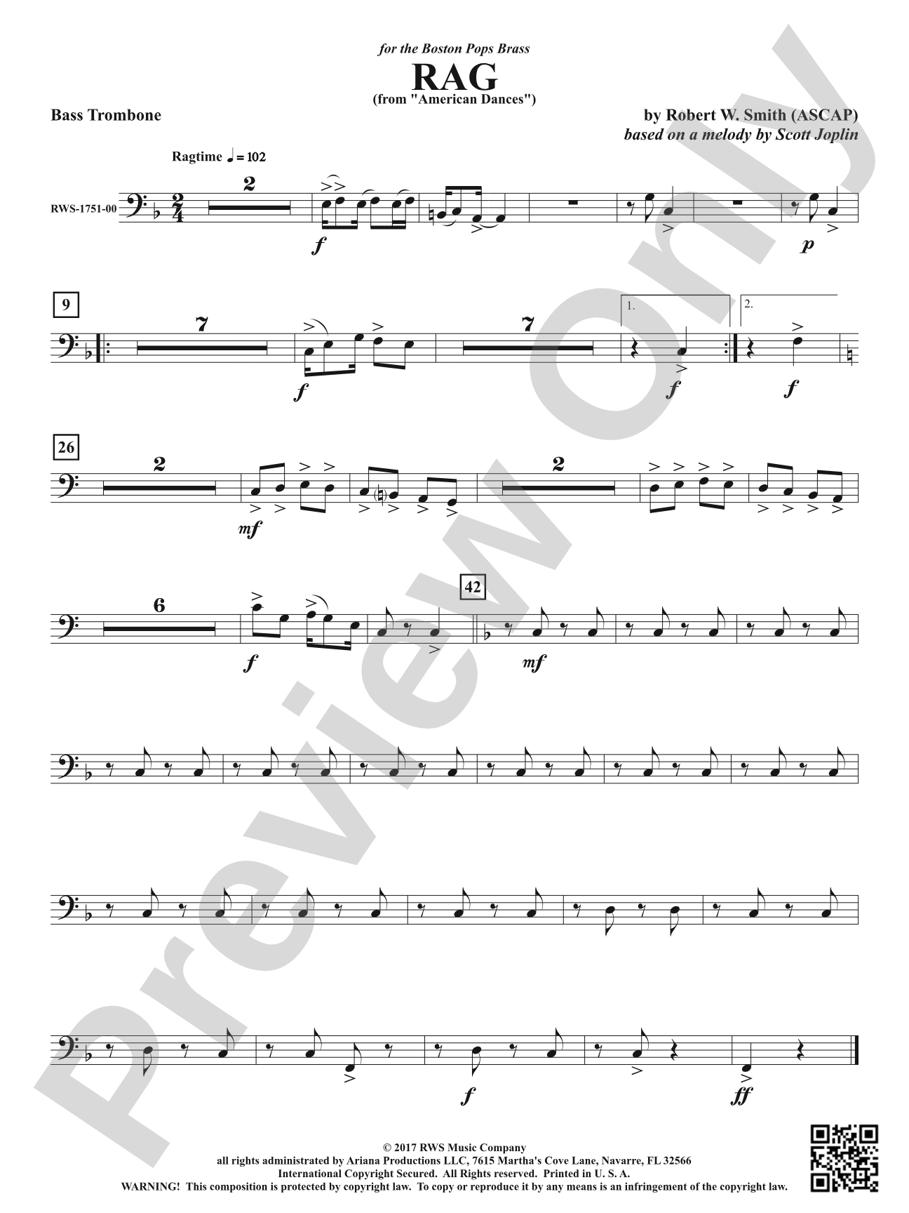Rag - From <i>American Dances</i>: Bass Trombone