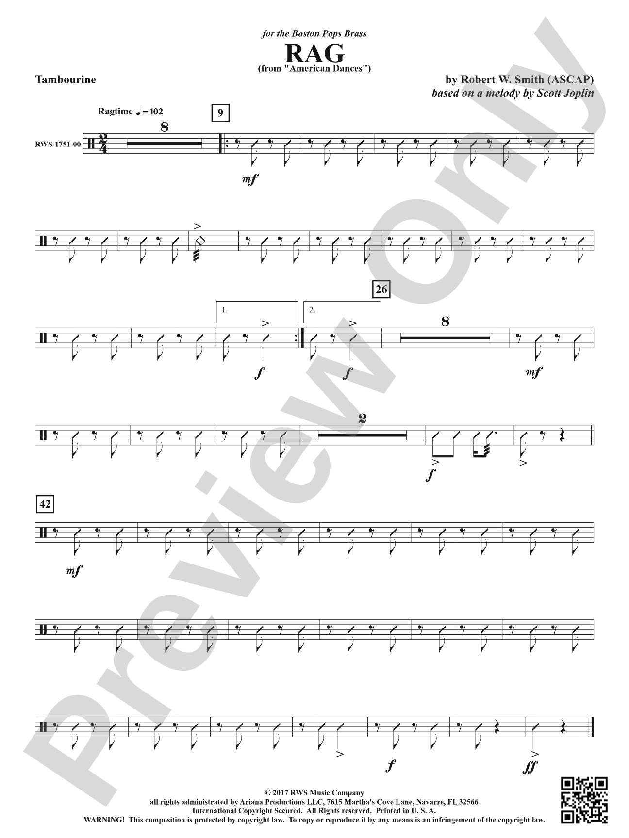 Rag - From <i>American Dances</i>: Tambourine