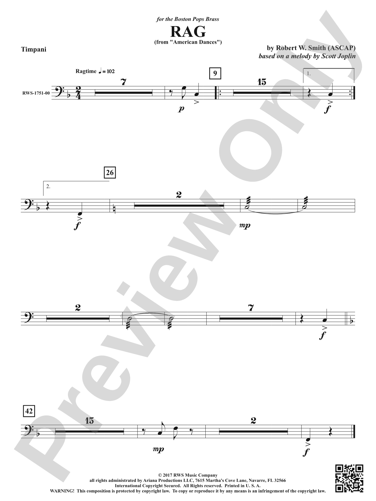 Rag - From <i>American Dances</i>: Timpani