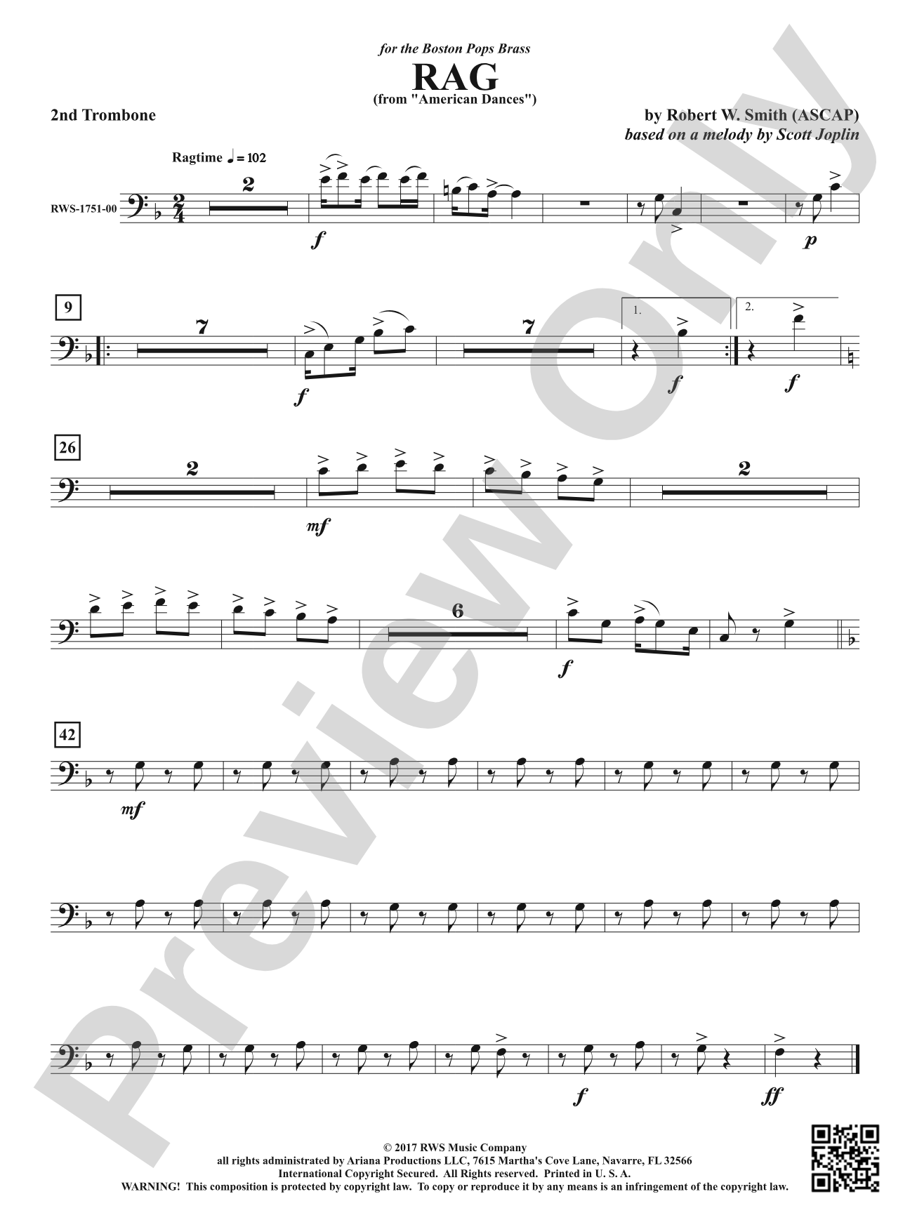Rag - From <i>American Dances</i>: 2nd Trombone