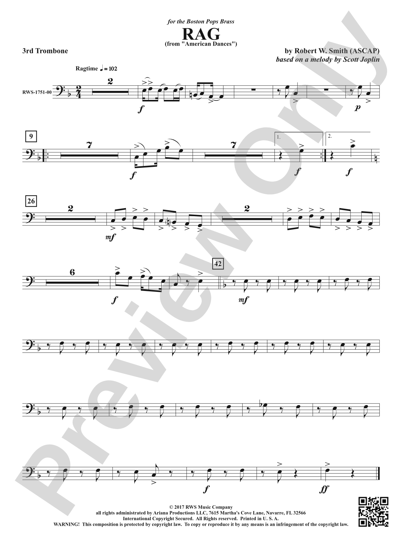 Rag - From <i>American Dances</i>: 3rd Trombone