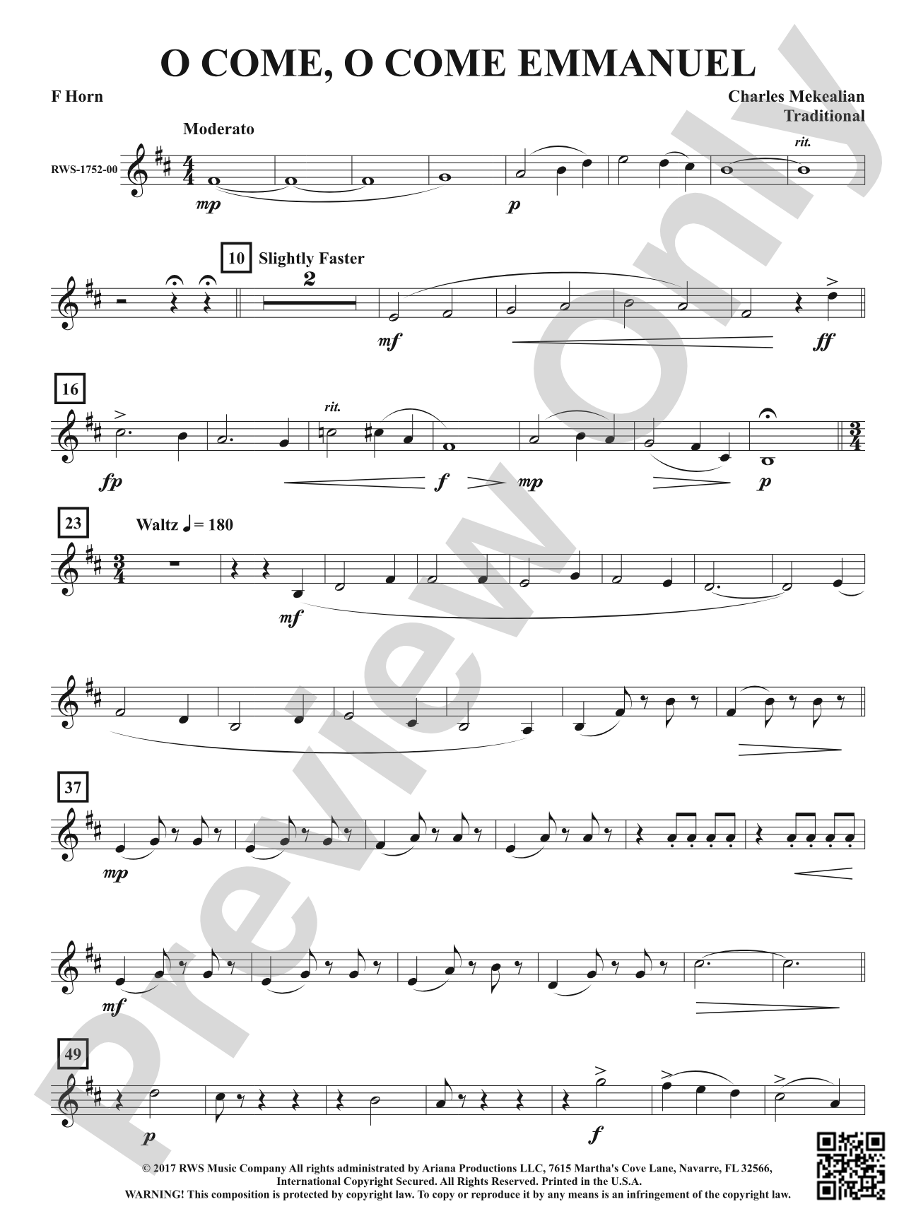 O Come, O Come Emmanuel: 1st F Horn
