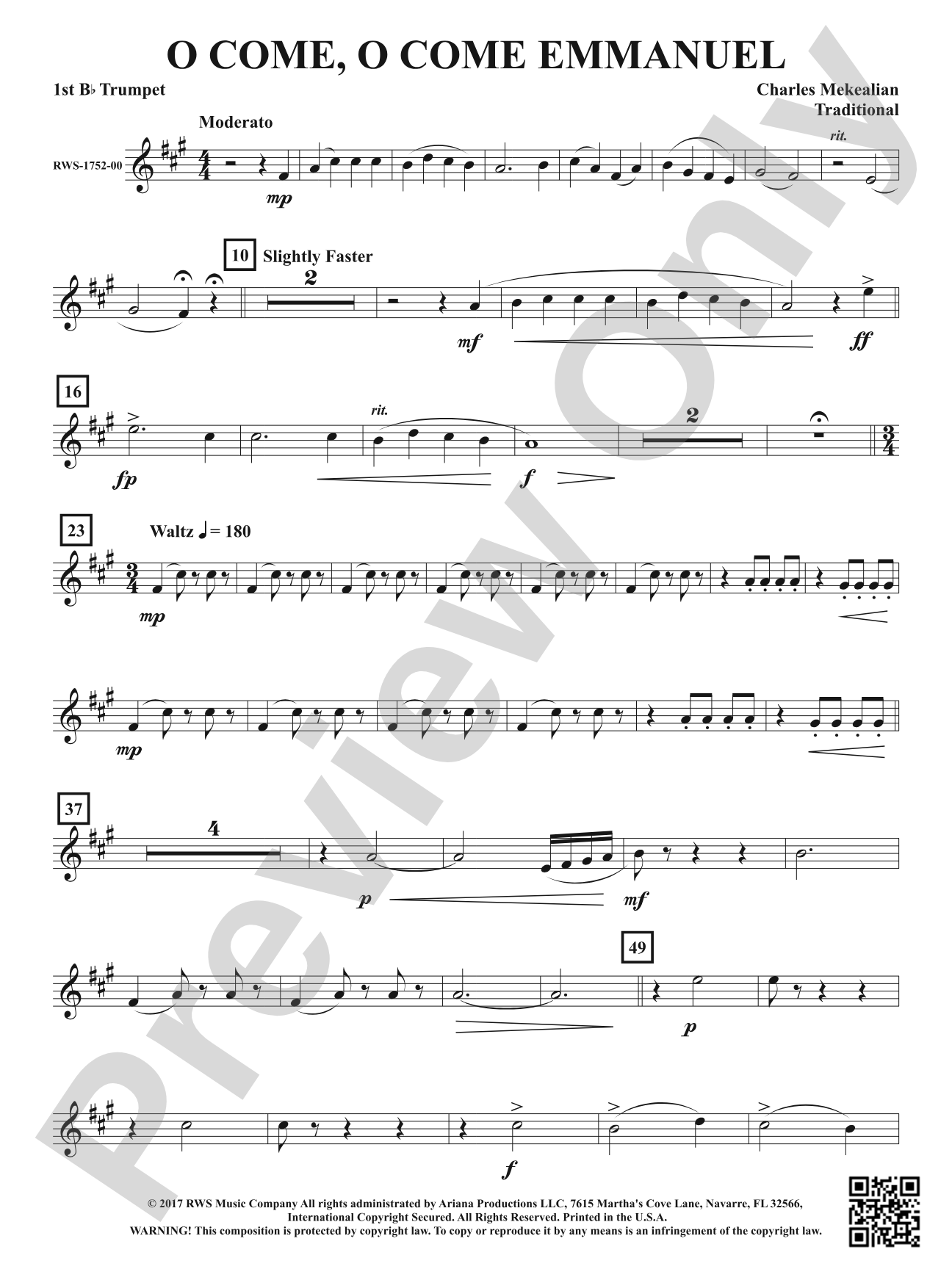 O Come, O Come Emmanuel: 1st B-flat Trumpet