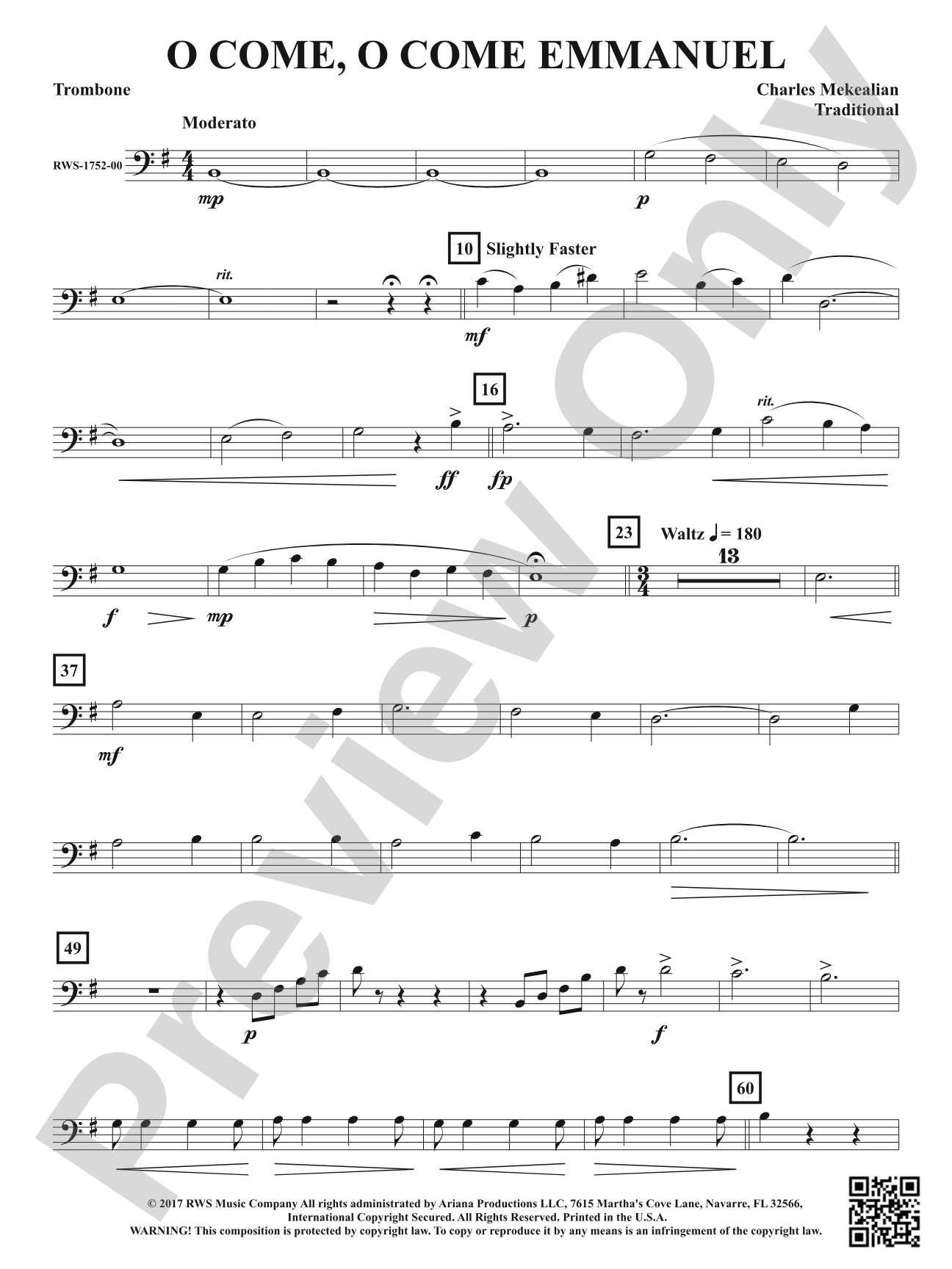 O Come, O Come Emmanuel: 1st Trombone