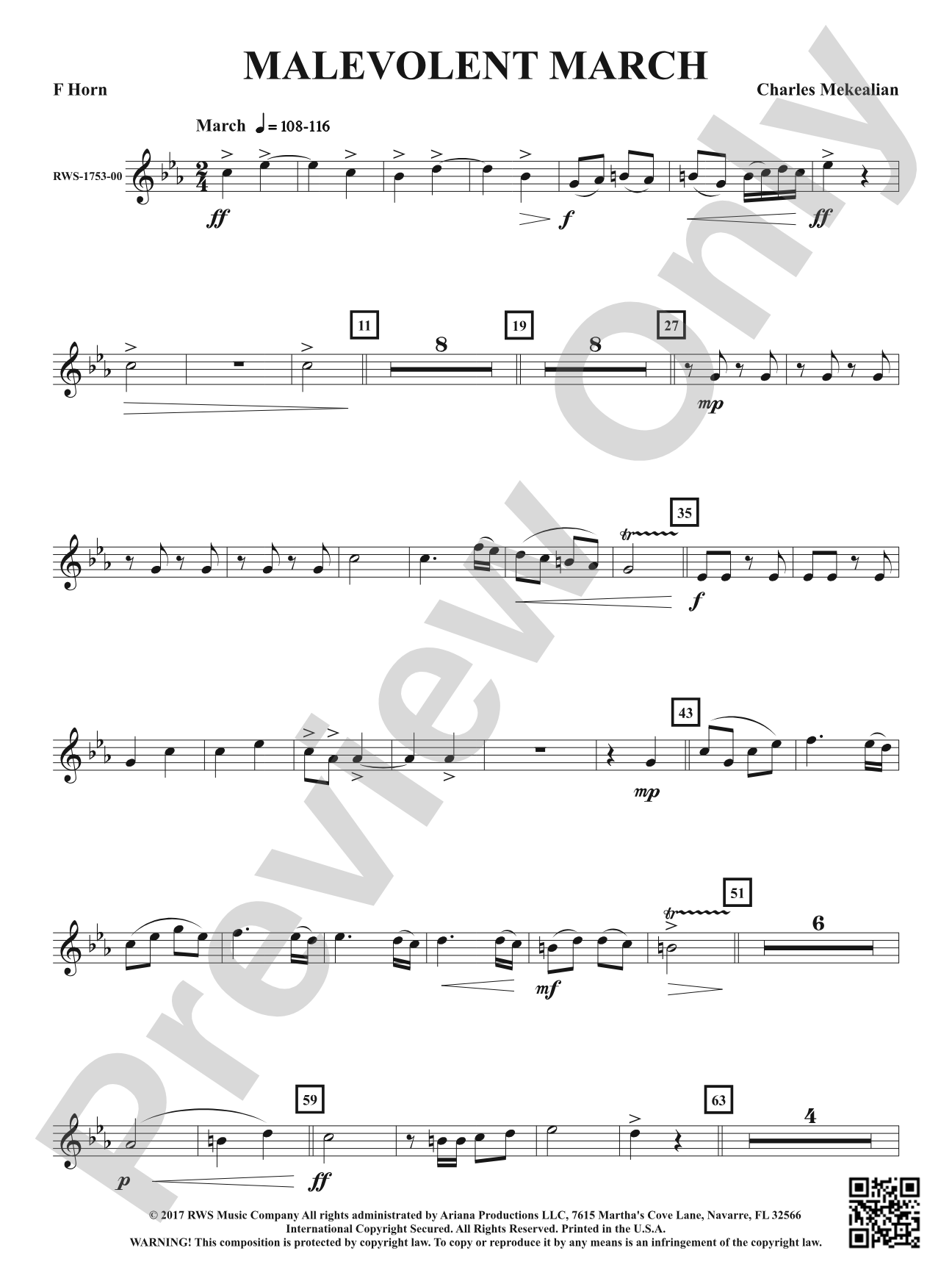 Malevolent March: 1st F Horn
