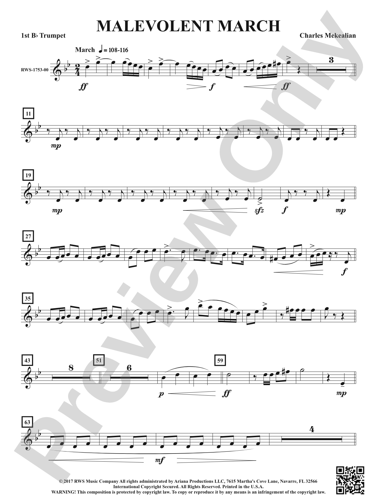 Malevolent March: 1st B-flat Trumpet
