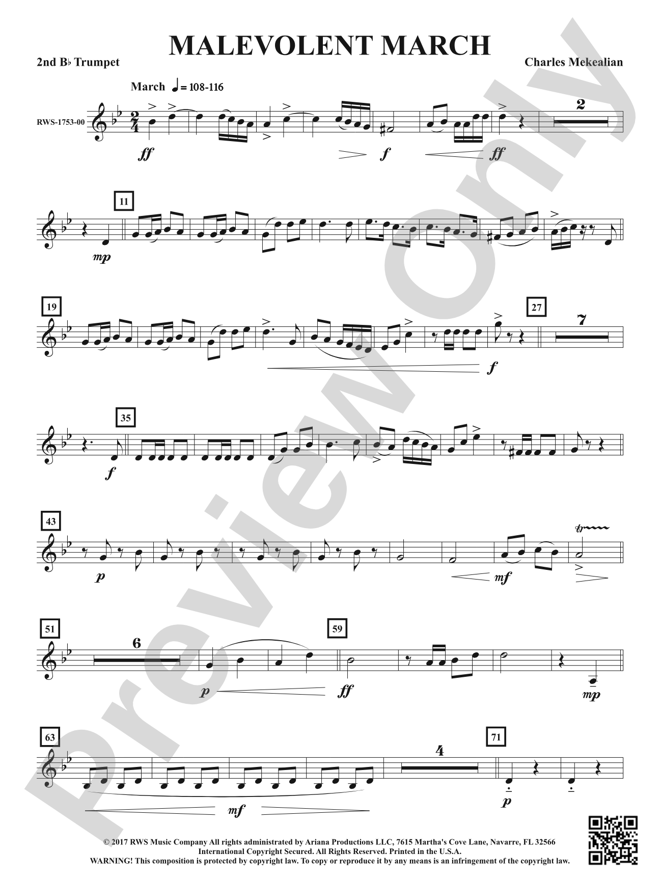 Malevolent March: 2nd B-flat Trumpet