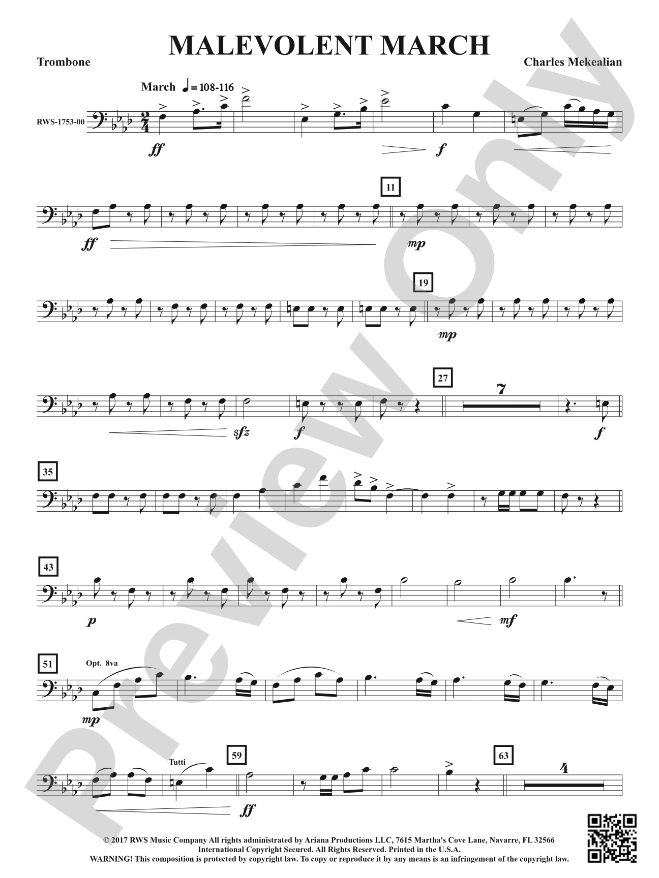Malevolent March: 1st Trombone