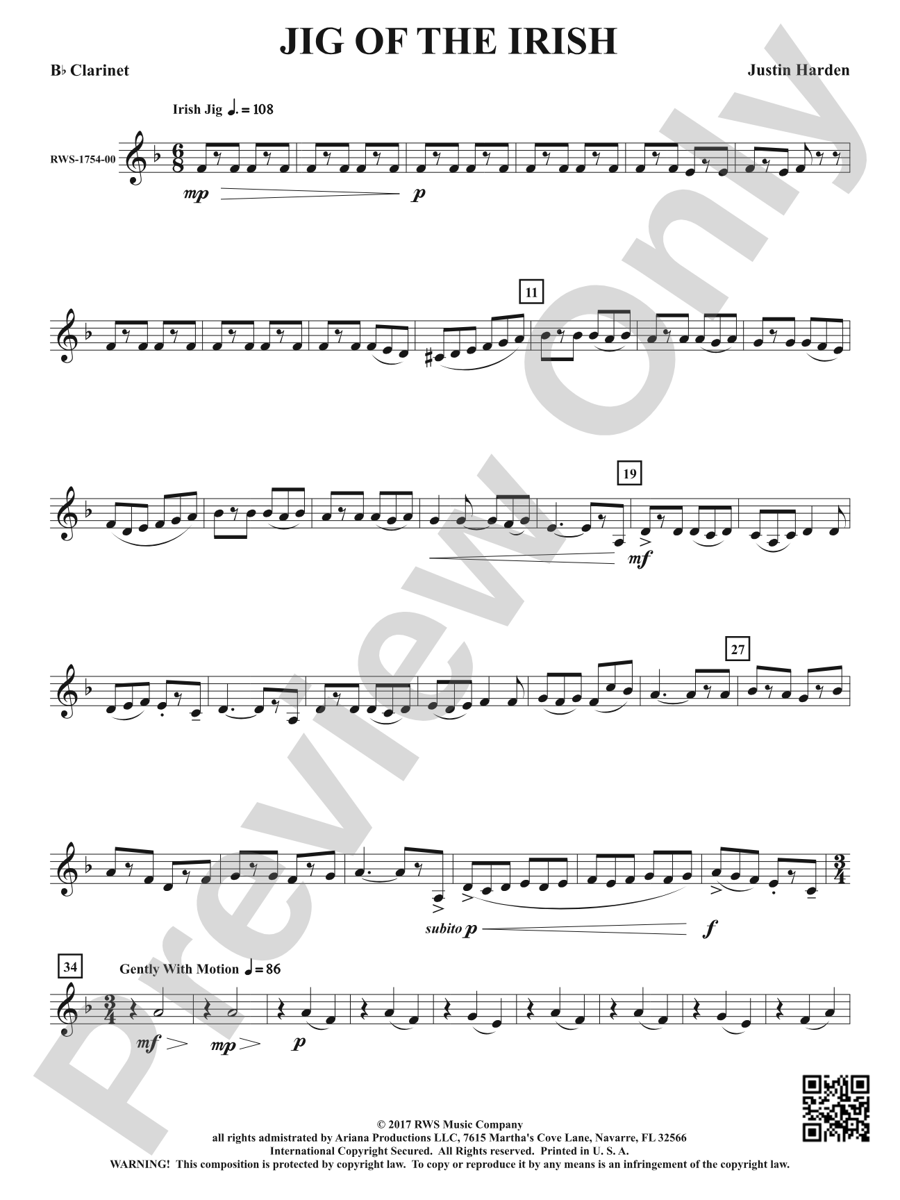 Jig of the Irish: 1st B-flat Clarinet