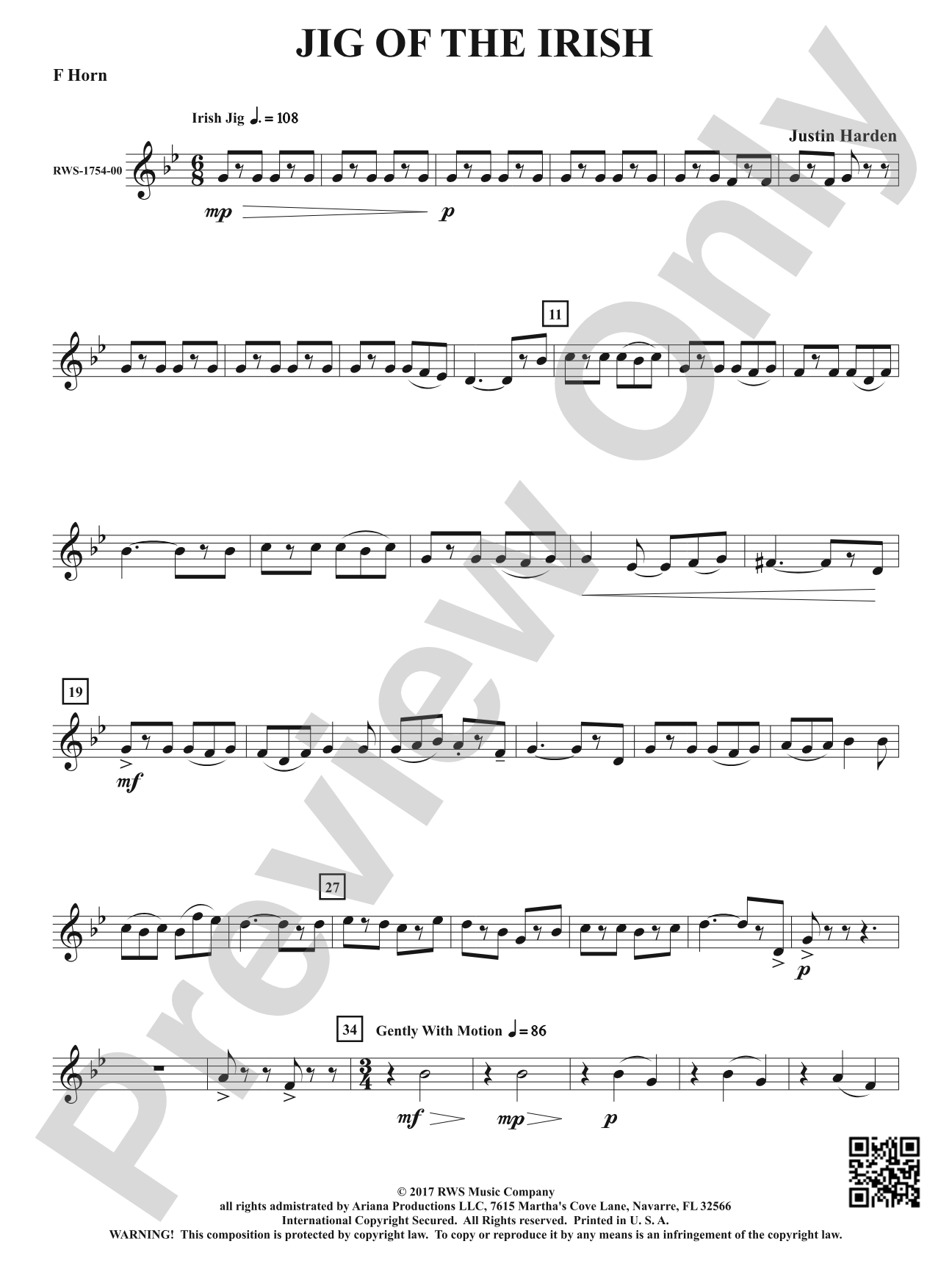 Jig of the Irish: 1st F Horn