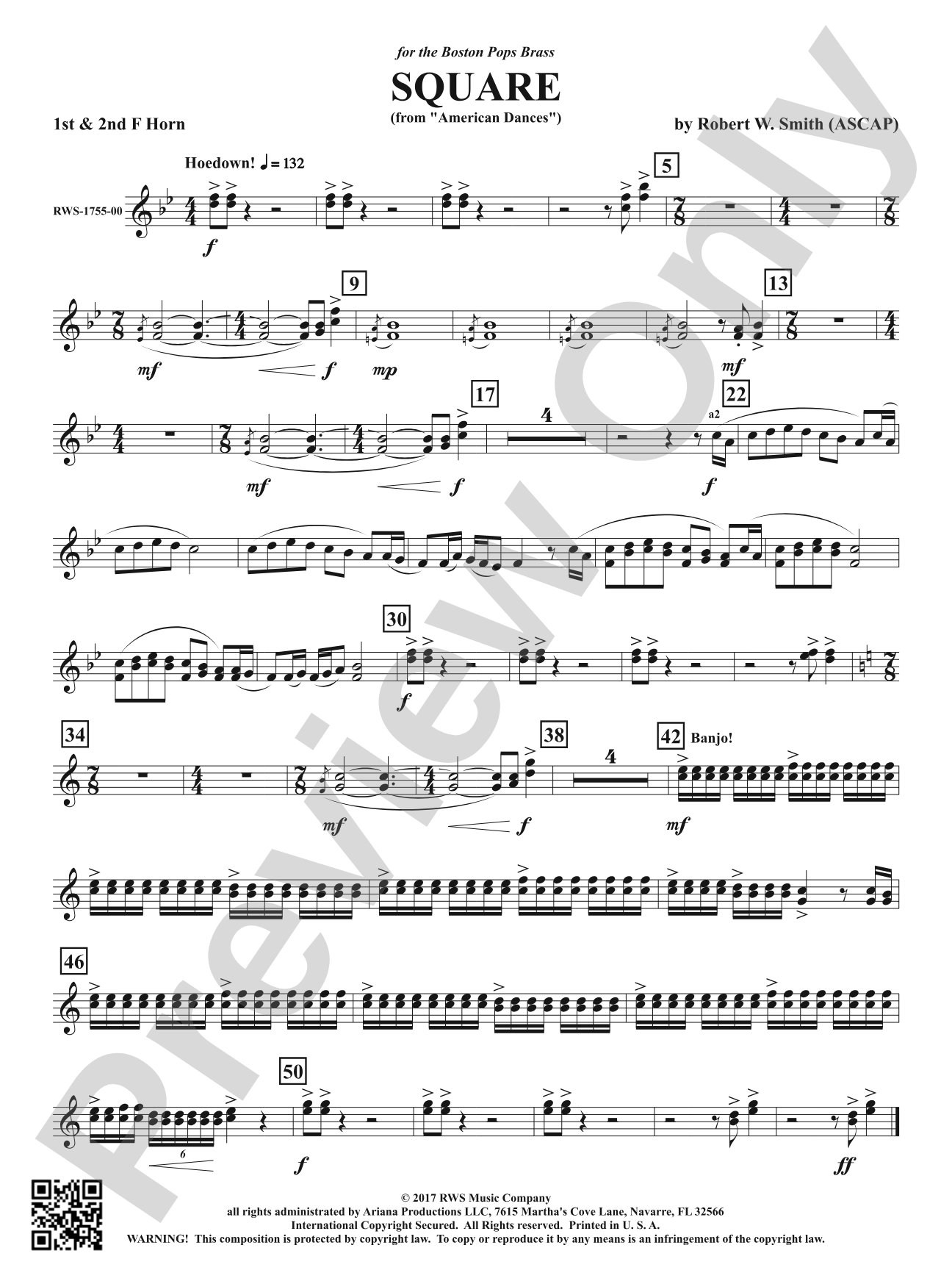 Square - From <i>American Dances</i>: 1st & 2nd F Horns
