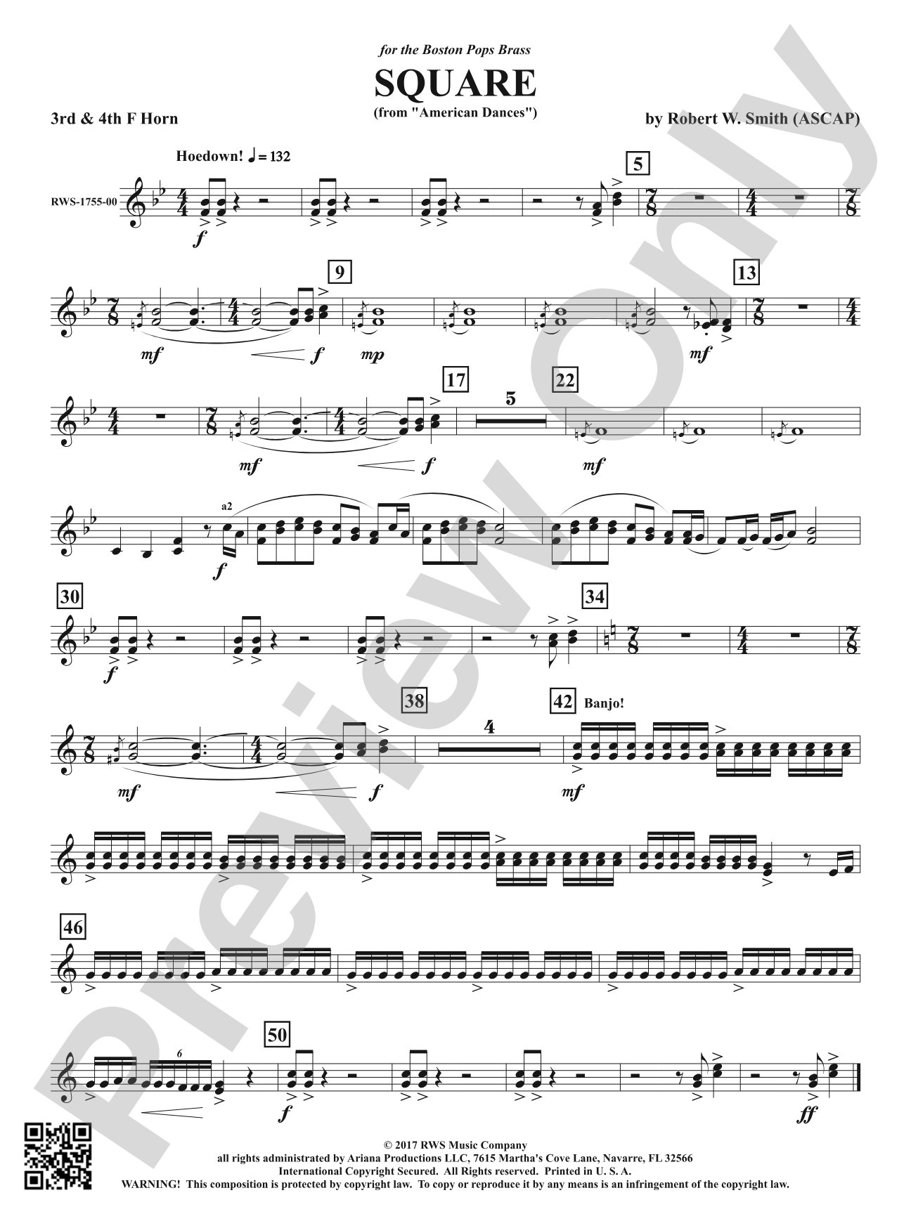 Square - From <i>American Dances</i>: 3rd & 4th F Horns