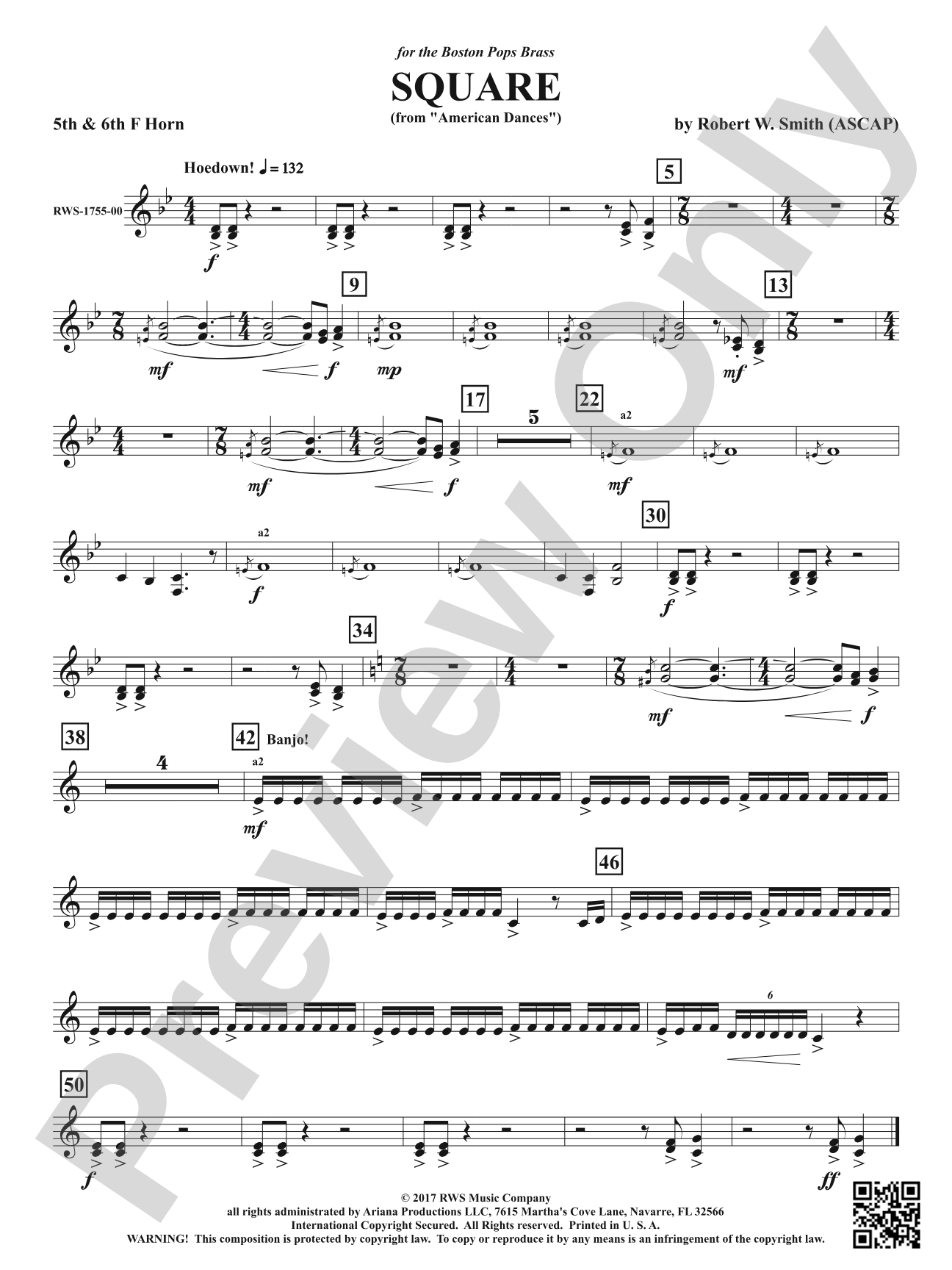 Square - From <i>American Dances</i>: 5th & 6th F Horns
