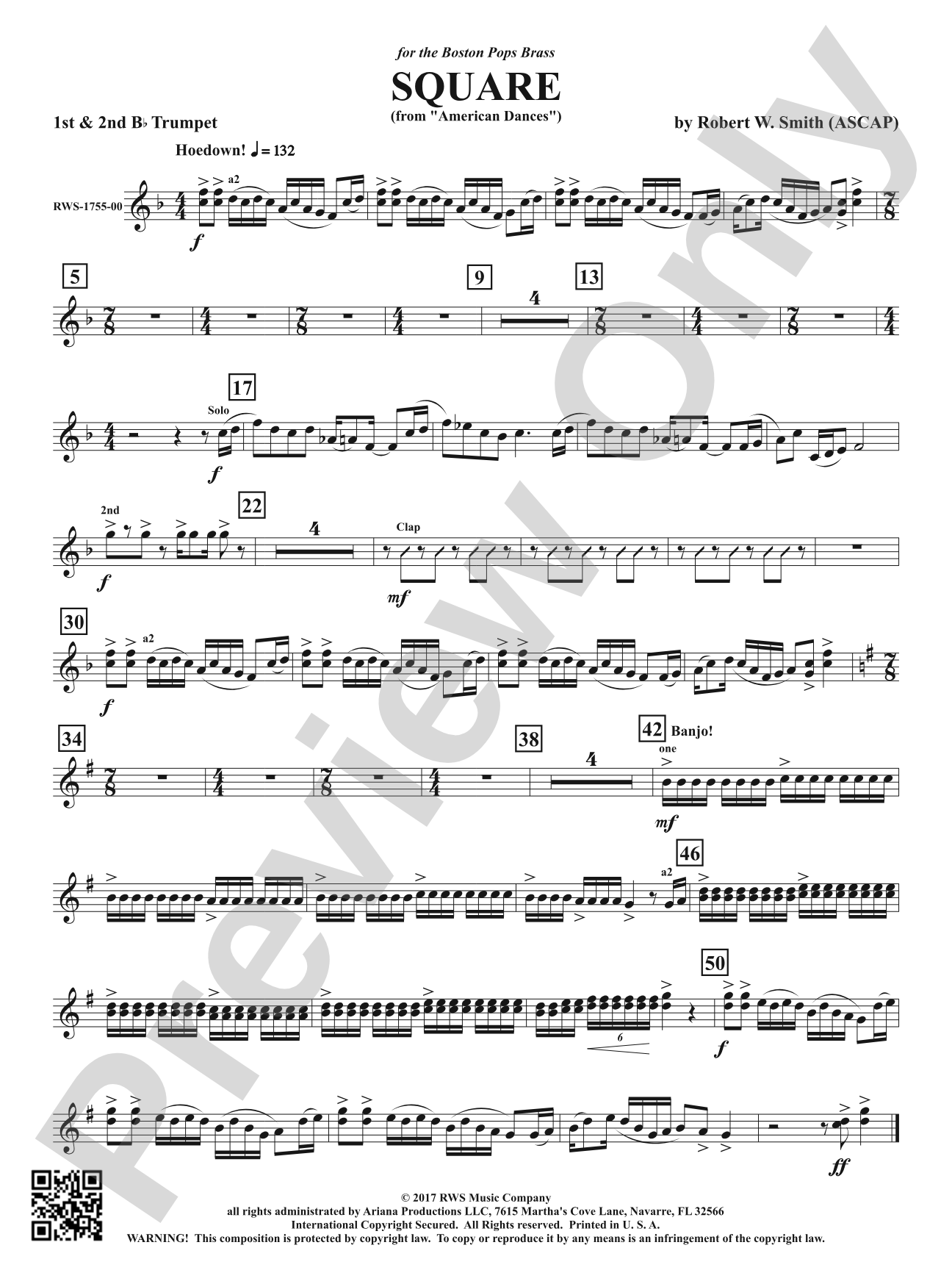 Square - From <i>American Dances</i>: 1st & 2nd B-flat Trumpets