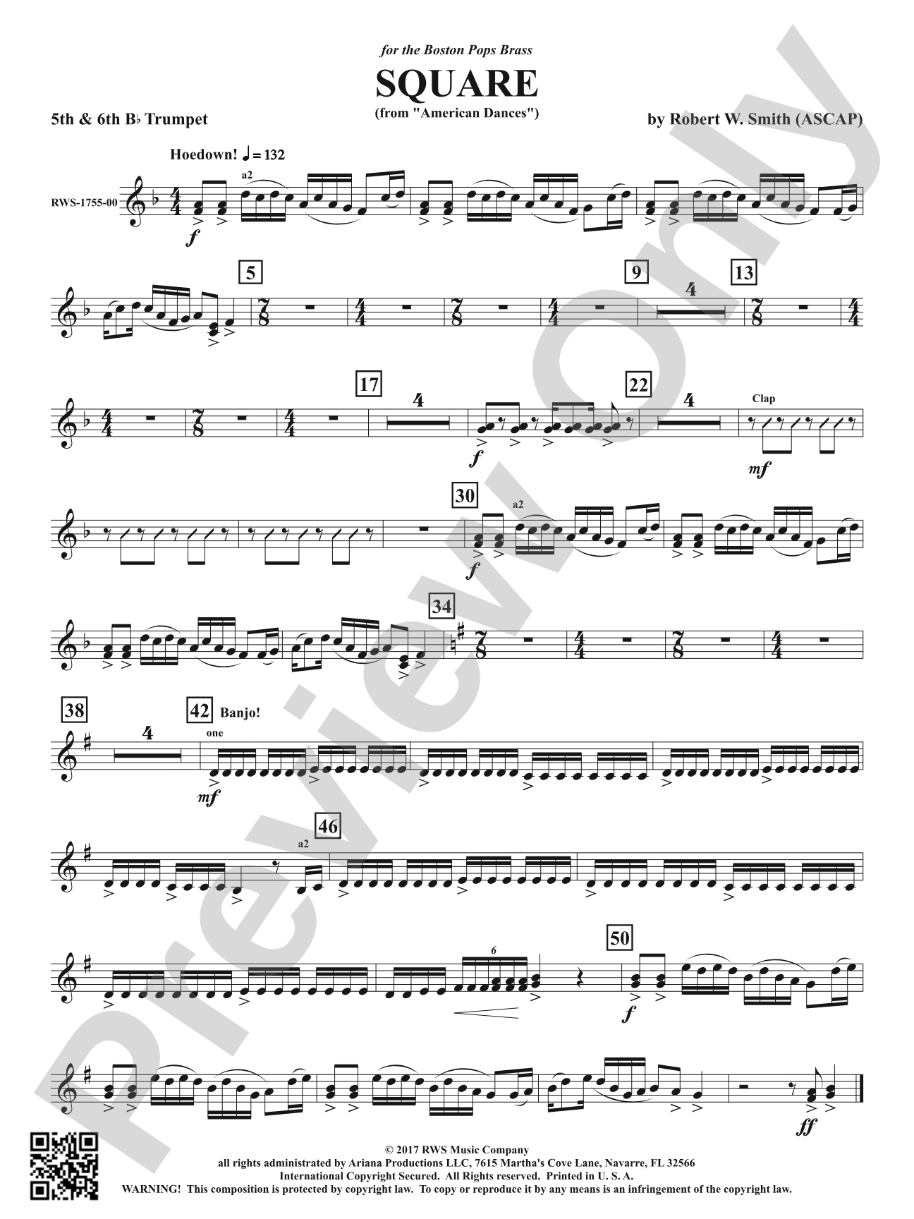 Square - From <i>American Dances</i>: 5th & 6th B-flat Trumpet