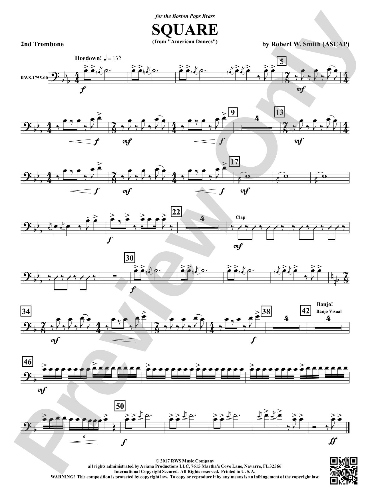 Square - From <i>American Dances</i>: 2nd Trombone