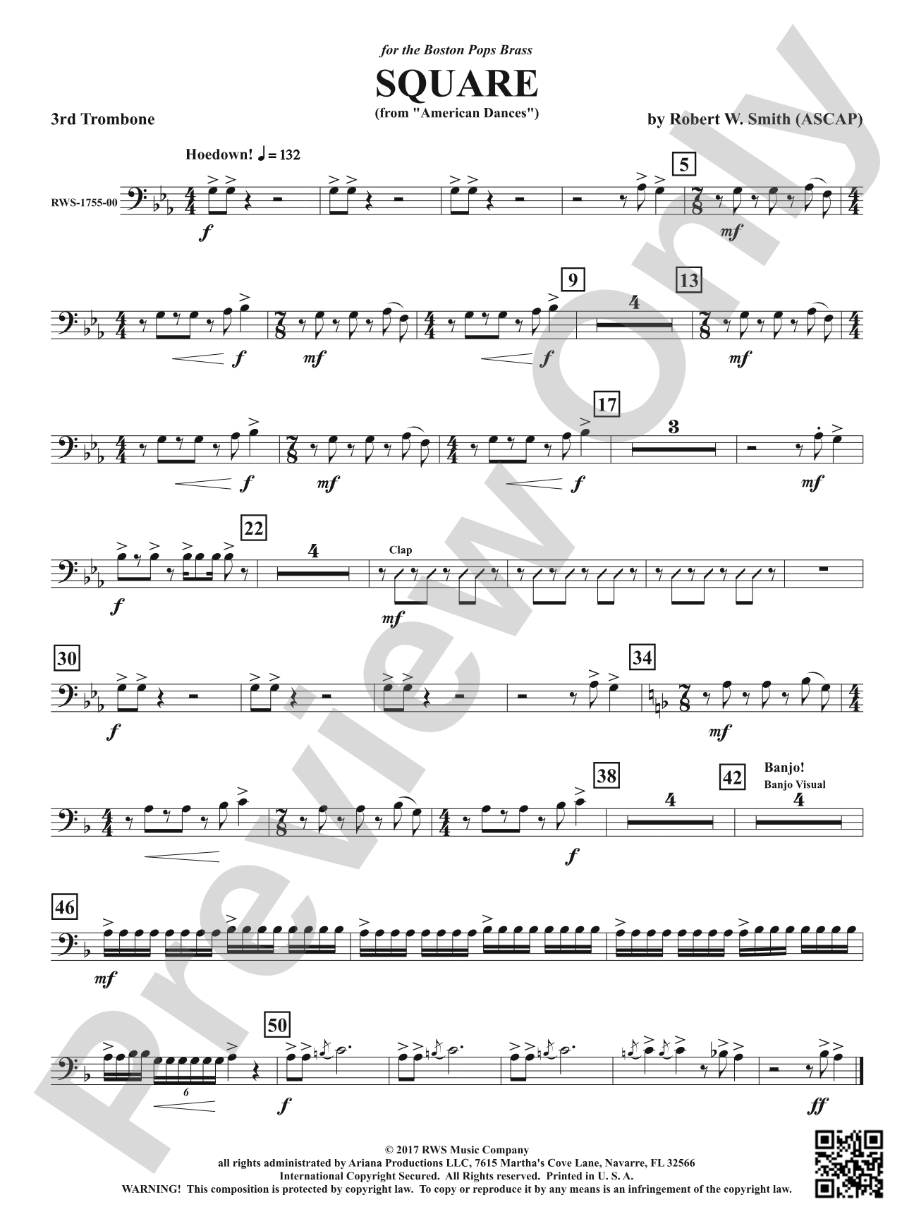Square - From <i>American Dances</i>: 3rd Trombone