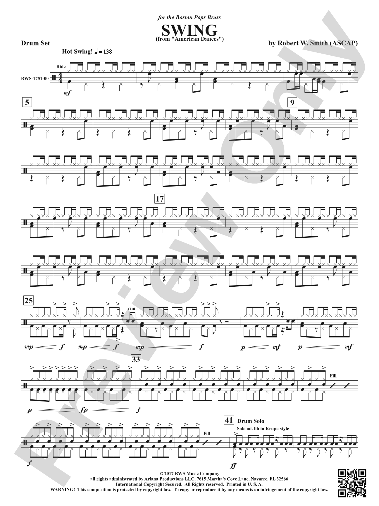 Swing - From <i>American Dances</i>: Drumset