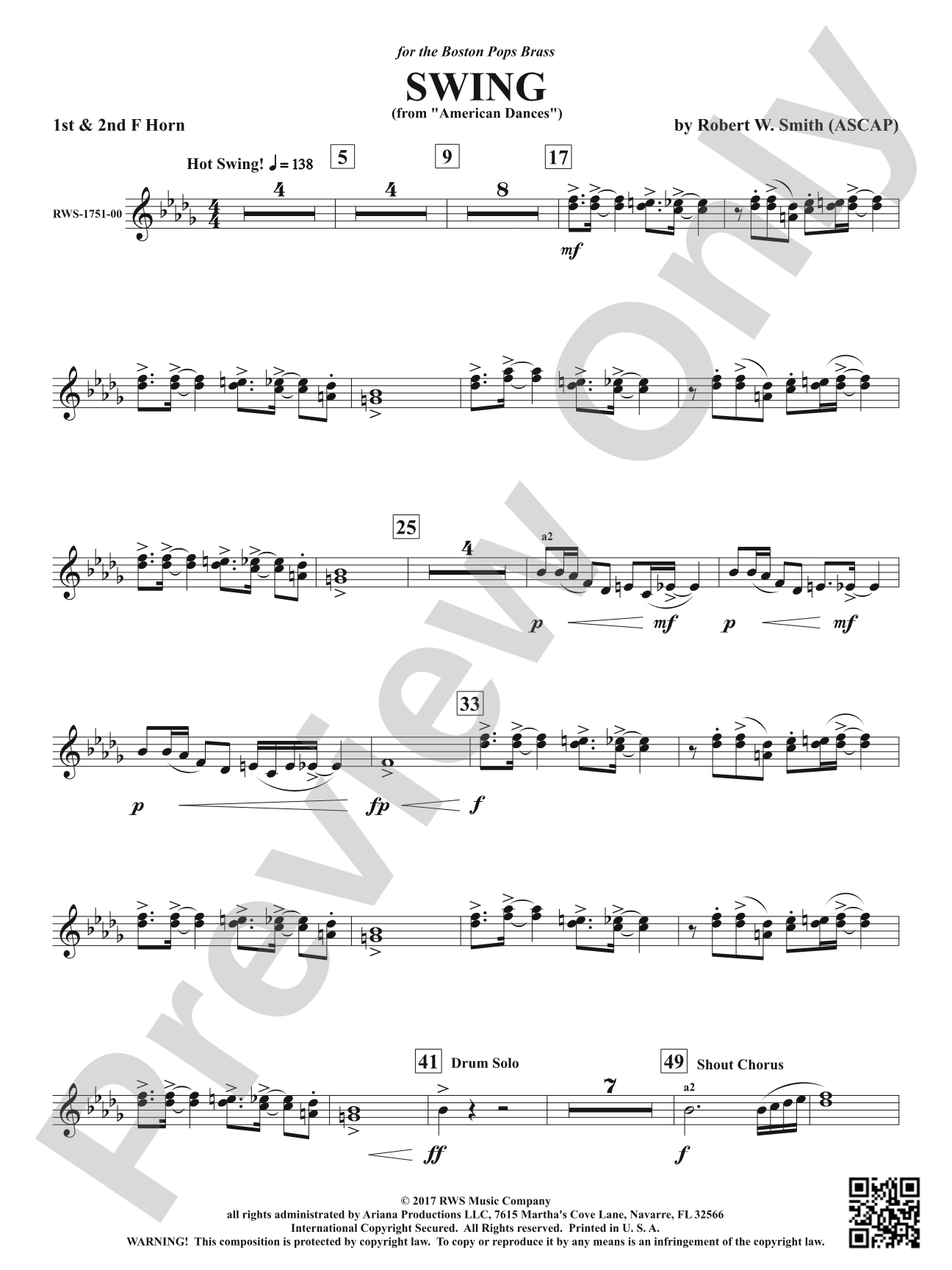 Swing - From <i>American Dances</i>: 1st & 2nd F Horns