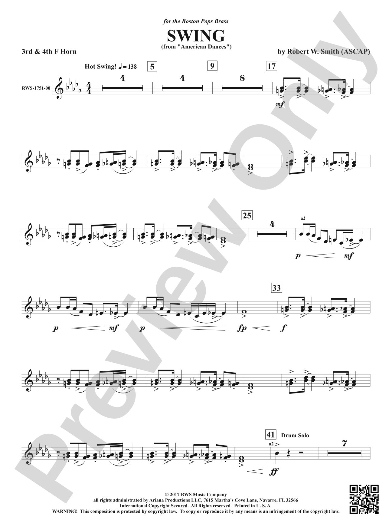 Swing - From <i>American Dances</i>: 3rd & 4th F Horns
