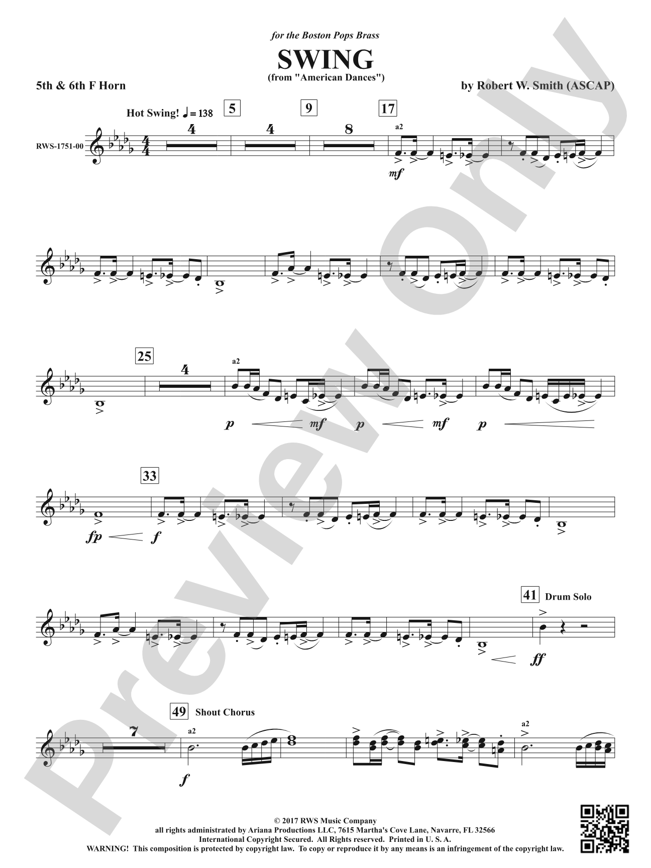 Swing - From <i>American Dances</i>: 5th & 6th F Horns