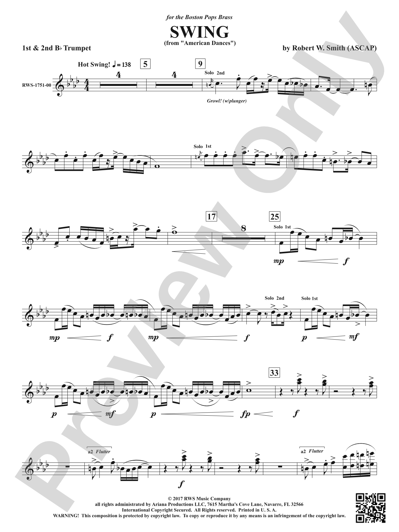 Swing - From <i>American Dances</i>: 1st & 2nd B-flat Trumpets